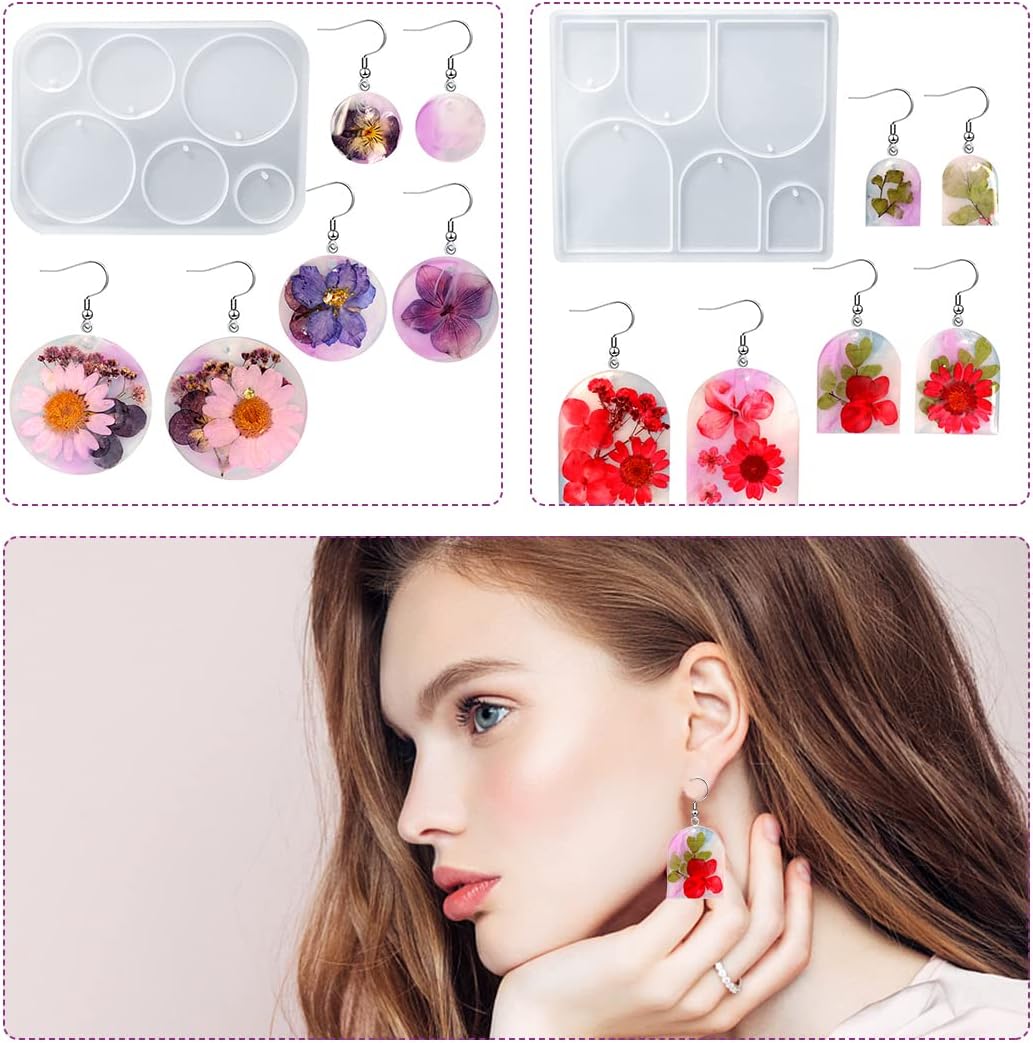 DIYBravo 11 PCS Earring Moulds UV Resin Moulds Epoxy Silicone Moulds Jewelry Moulds for DIY Earring Necklace Pendant Craft - Image 3