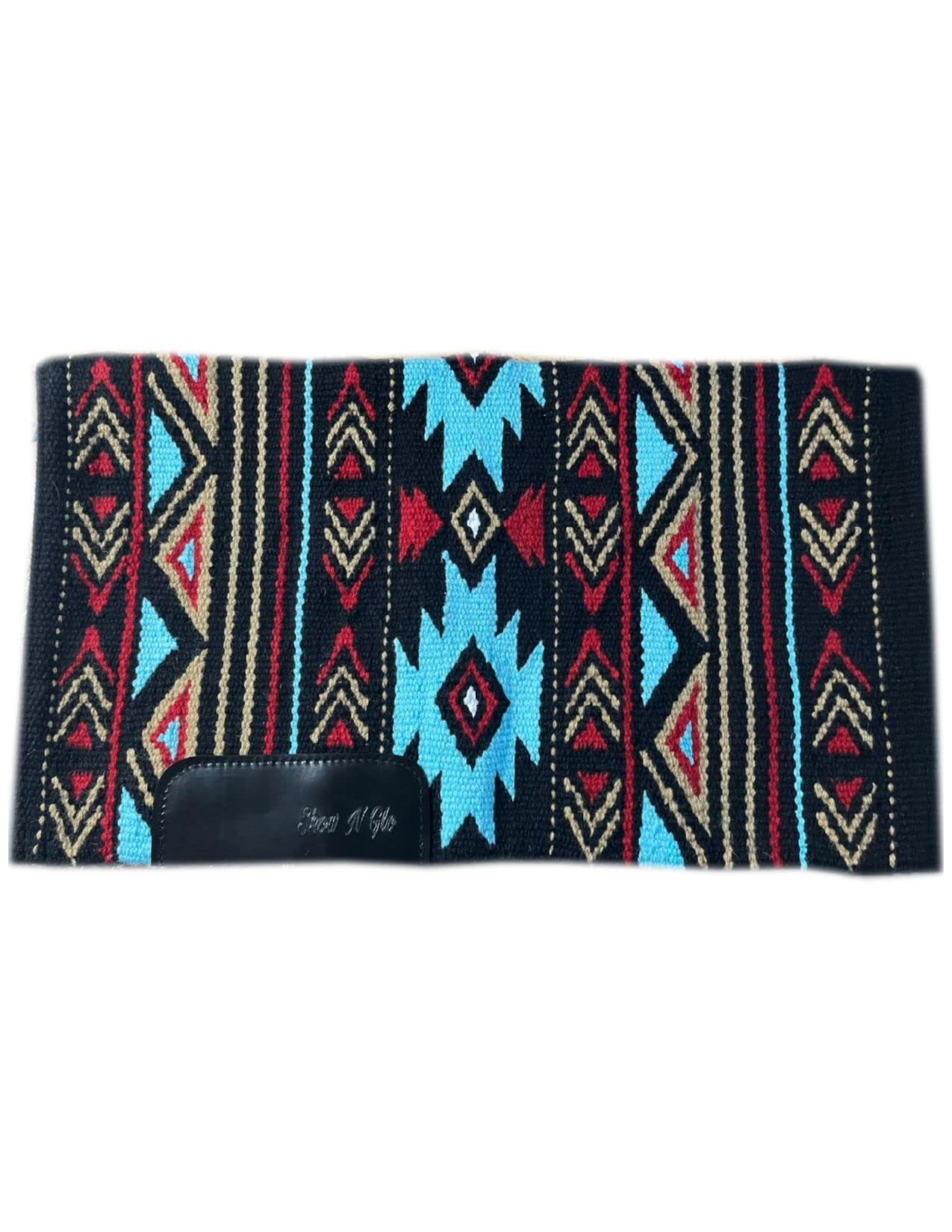 EQUESTRIAN UNIVERSE New Zealand Wool Western Saddle Blanket for Horse Wicking Contoured Back Protection Horse Riding Saddle Pad, Comfort All Purpose Equine Saddle Blanket (42x32 Inch, Black)