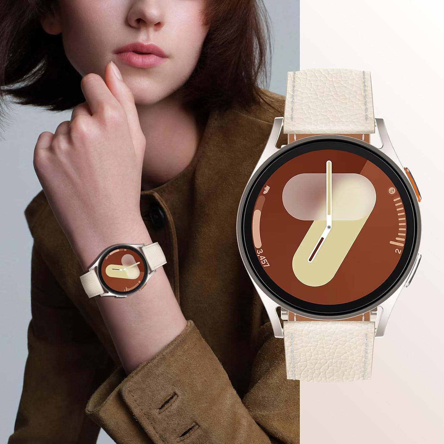 CHANCHY Leather Magnetic Watch Band Compatible with Samsung Galaxy Watch 8 40mm/44mm/Classic 46mm 2025, No Gap Top Grain Leather Dressy Band for Galaxy Watch8 Women Men - Image 7