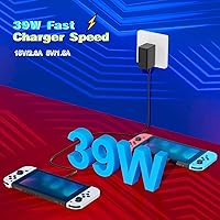 Vista 2 de Cargador USB-C de 39 W compatible con Nintendo Switch, OLED, Lite, Dock, Switch 2 y Pro Controller 15V2.6A compatible con modo TV
