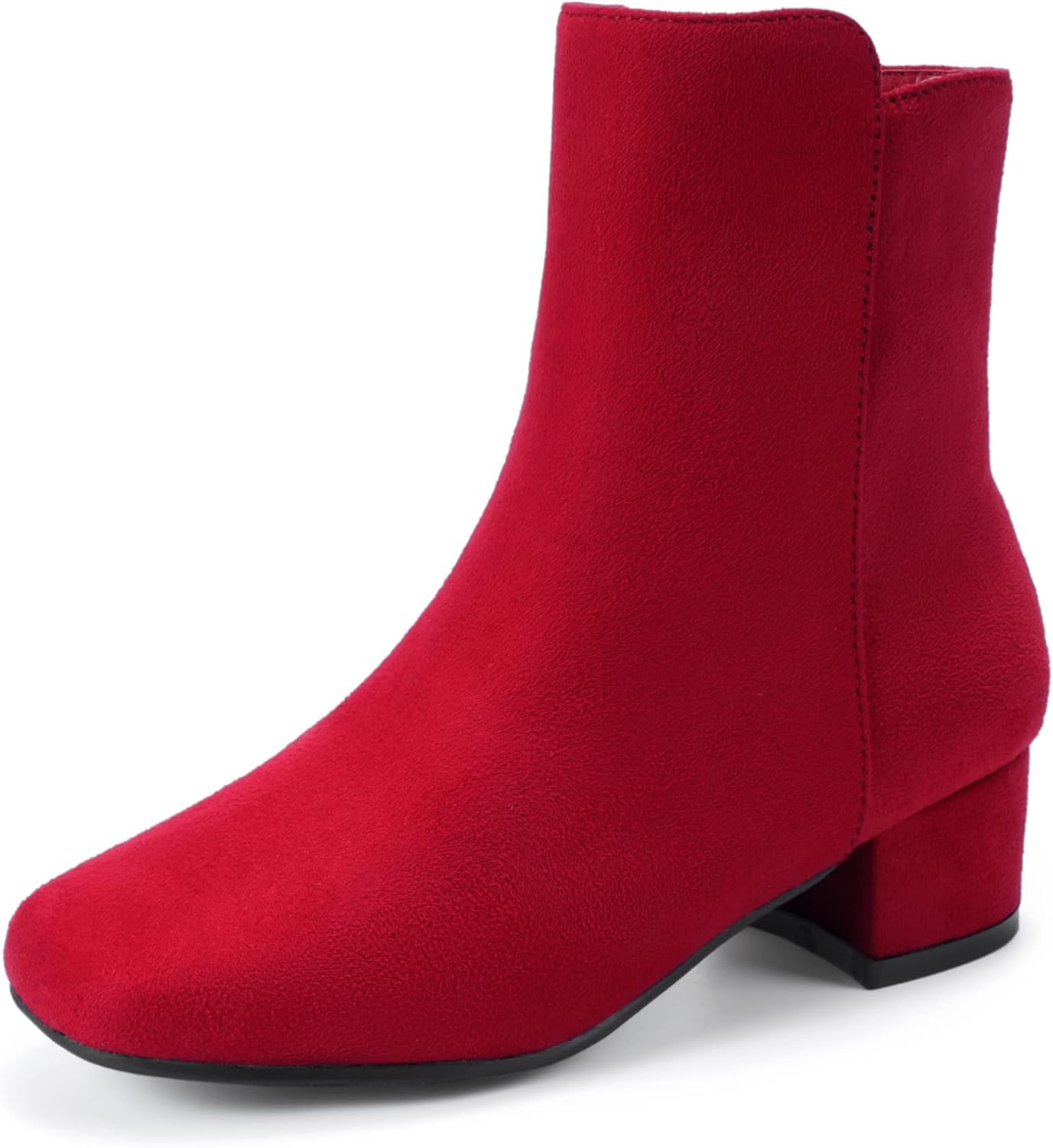 Pandaninjia Girls Boots with Zipper, Low Heel Square-Toe