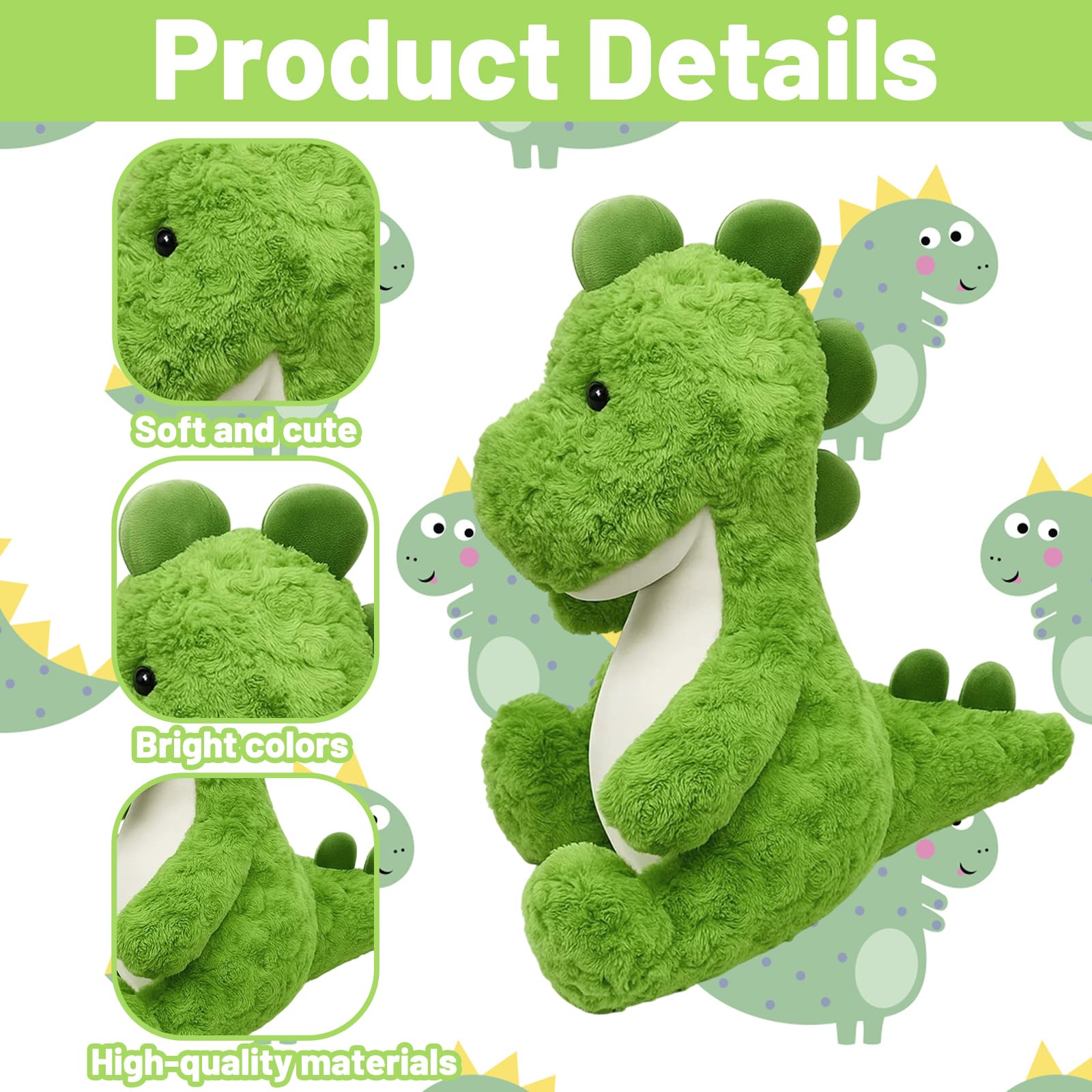 CtiUjdx 1Pcs Dinosaur Teddy, Cuddly Toy, Soft Dinosaur Plush, Dinosaur Toys, Dinosaur Soft Toy, Toy Dinosaurs - Image 3
