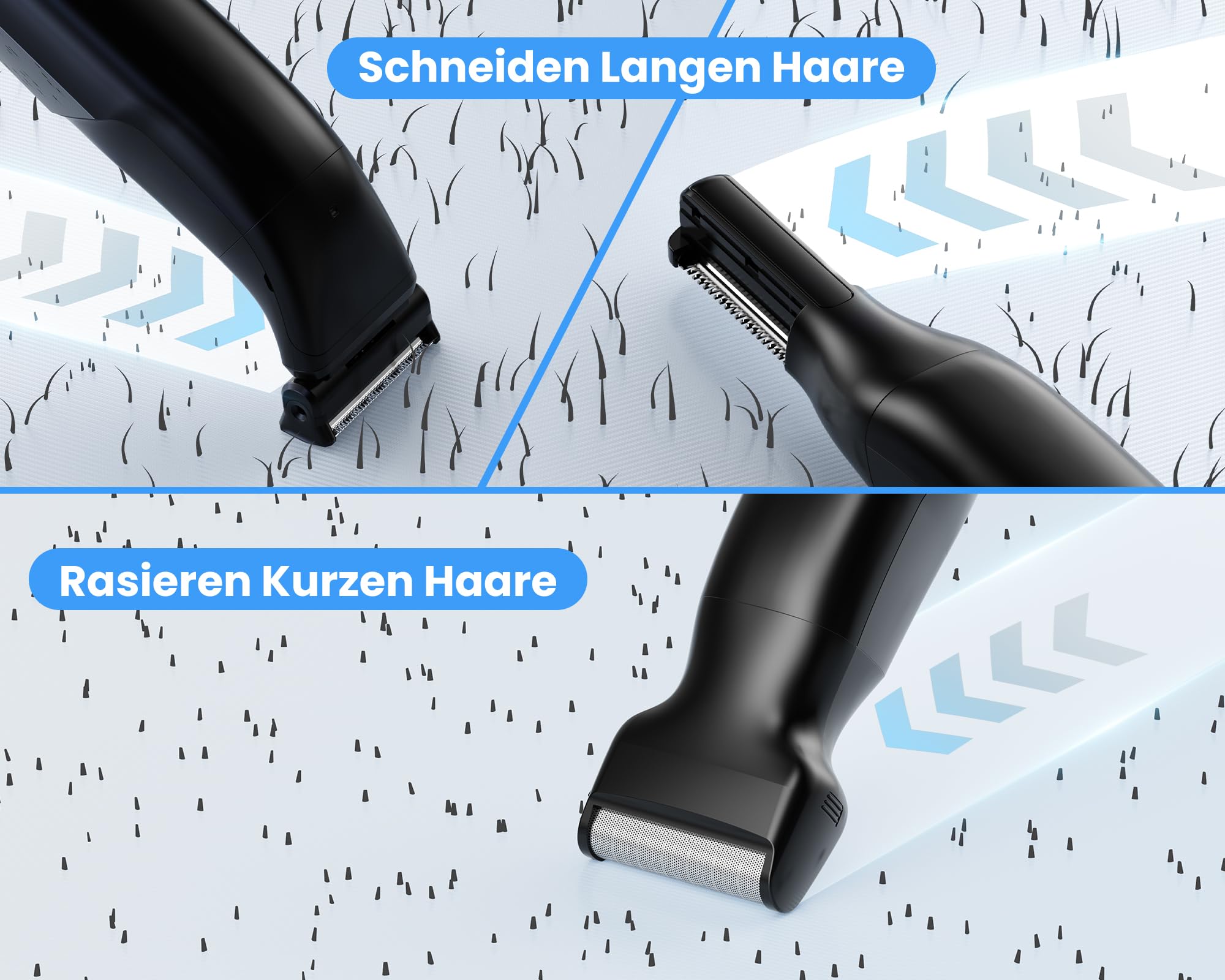 MAXGROOM 3-in-1 Körperrasierer Herren IPX6 Wasserdicht Nass Trocken Elektrischer Rasierer Trimmer Body Groomer