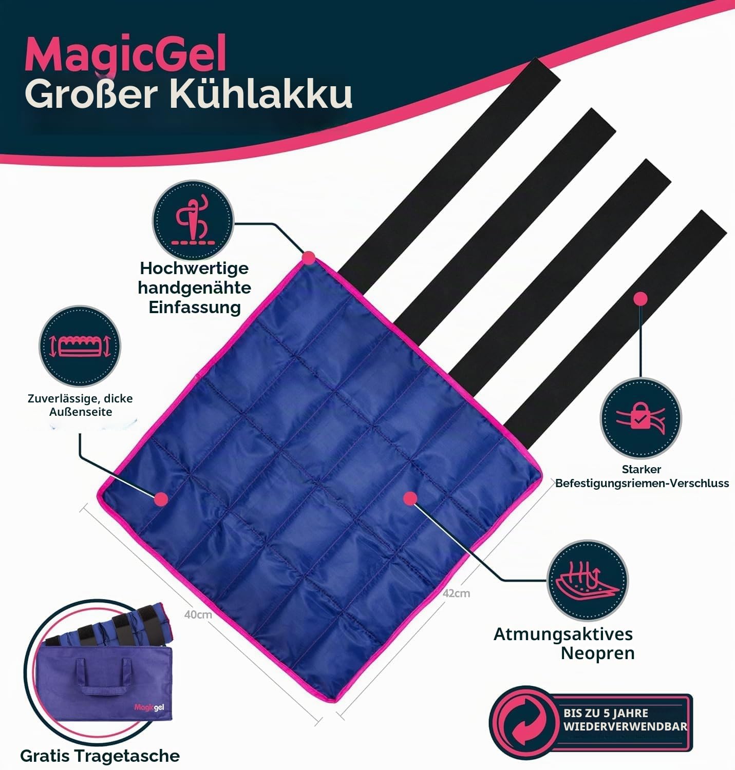 Magic Gel - Kühlgamaschen für Pferde - Gamaschen zum Kühlen von Sprunggelenk, Knöchel, Knie und Hufe - Kühlbandage für Pferde (Twin Ice Boot)