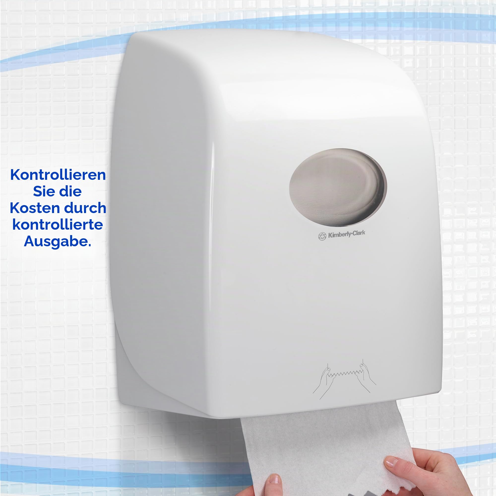 Aquarius™ Handtuch-Spender 6959, weißes schickes Papiertuchspender mit berührungsfreier Ausgabe, für weniger Kreuzkontamination, 1 x Papiertuchspender