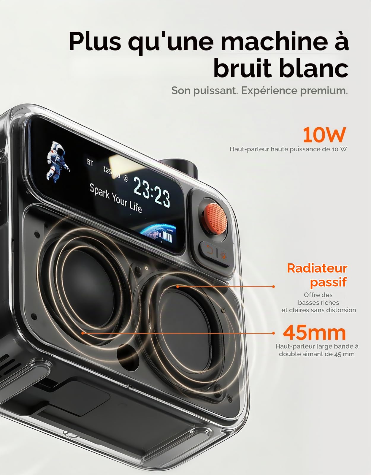 Divoom FlowToo Machine à bruit blanc Bluetooth, 90+ sons de sommeil, écran pixel, réveil et minuterie pour chambre et bureau