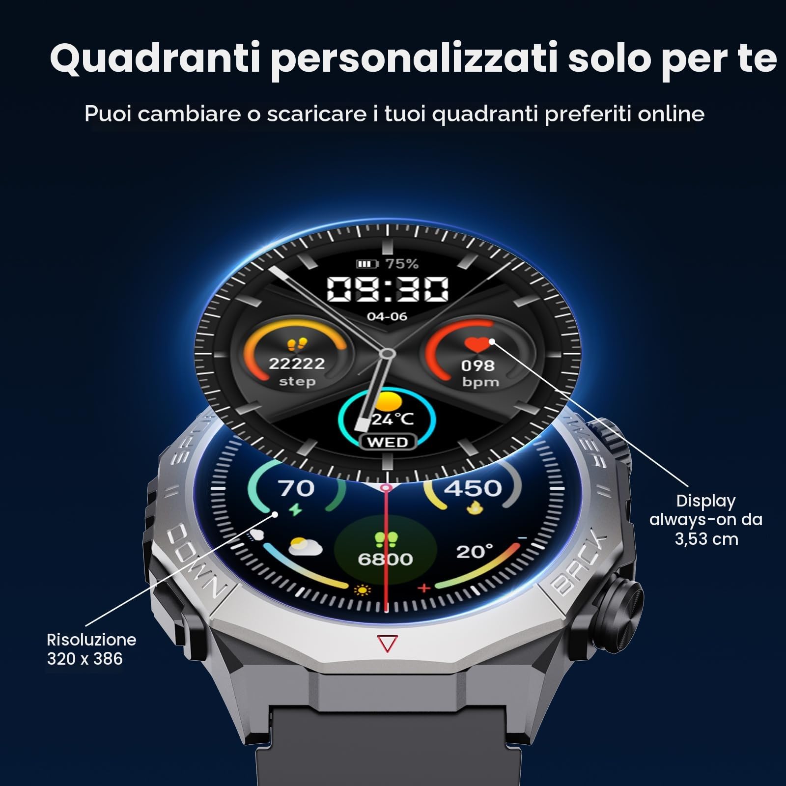 Smartwatch Uomo Donna con Effettua o Risposta Chiamate, 1.39" Orologio Smartwatch Contapassi/Cardiofrequenzimetro/Sonno, 110+ Modalità Sportivo Fitness Tracker, IP68 Smart Watch per Android iOS, Nero