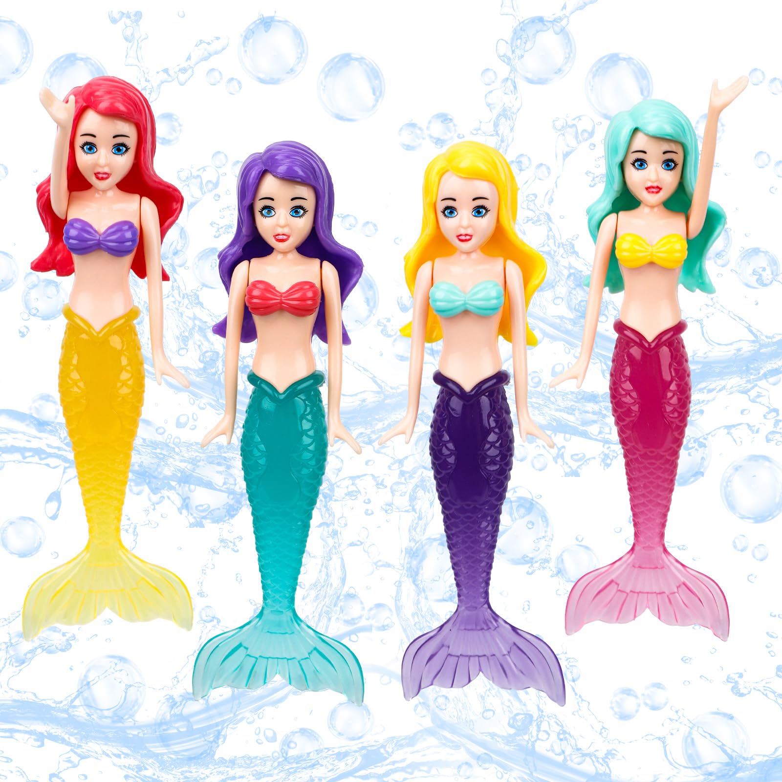 Tinoaly 4pcs Jouets d'eau Sirène en Plastique Qui Brillent dans Le Noir pour Piscine
