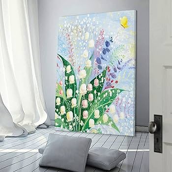 絵画 インテリア　絵　額付き(白）油絵　F4-090116　花（すずらん） 714tiGrXfRL._UF350,350_QL80_.jpg