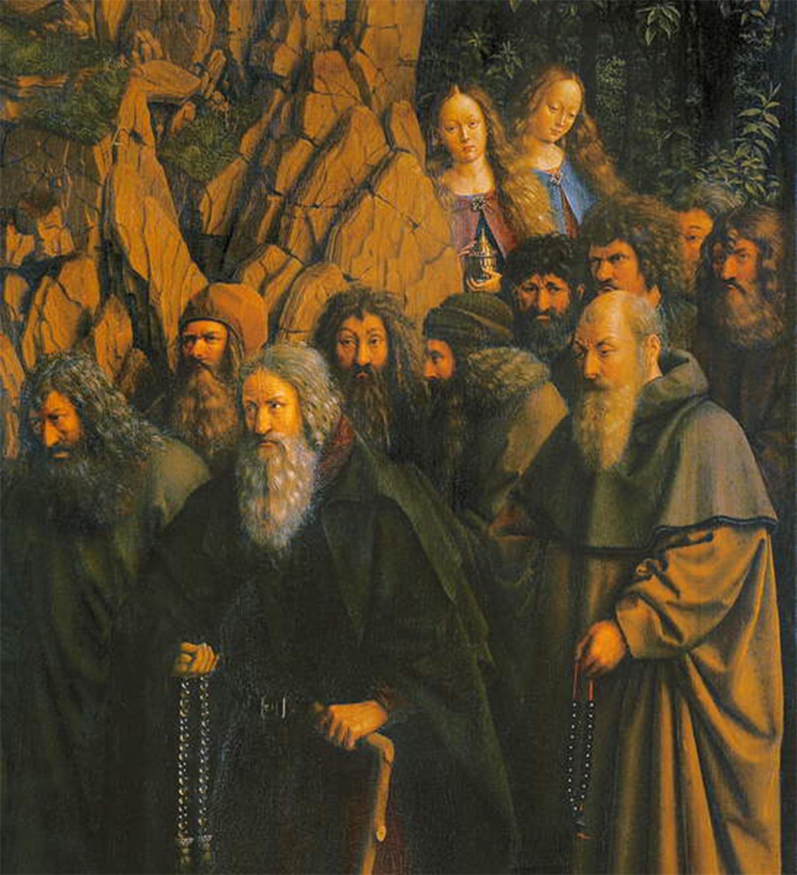 POSTERIIk Famous Print Pop Art Wall Art Graffiti the Hermits Guided by St Christopher From the Right Side of the Ghent Altarpiece by Jan Van Eyck Art Prints for Home Decor 60x90cm