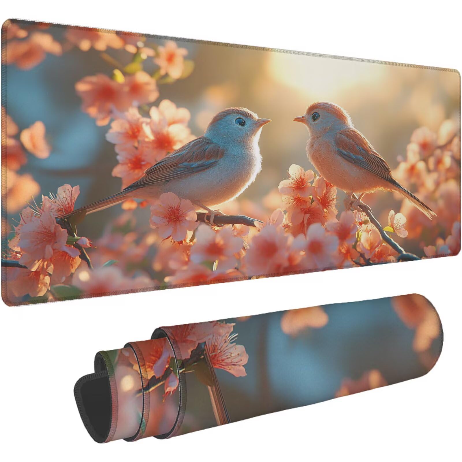 Różowa podkładka pod mysz dla graczy XXL 1400 x 700 mm mata biurkowa podkładka pod mysz kwiaty wodoodporna akcesoria biurowe do gier szyte krawędzie poprawia precyzję i szybkość najlepszy wybór gier