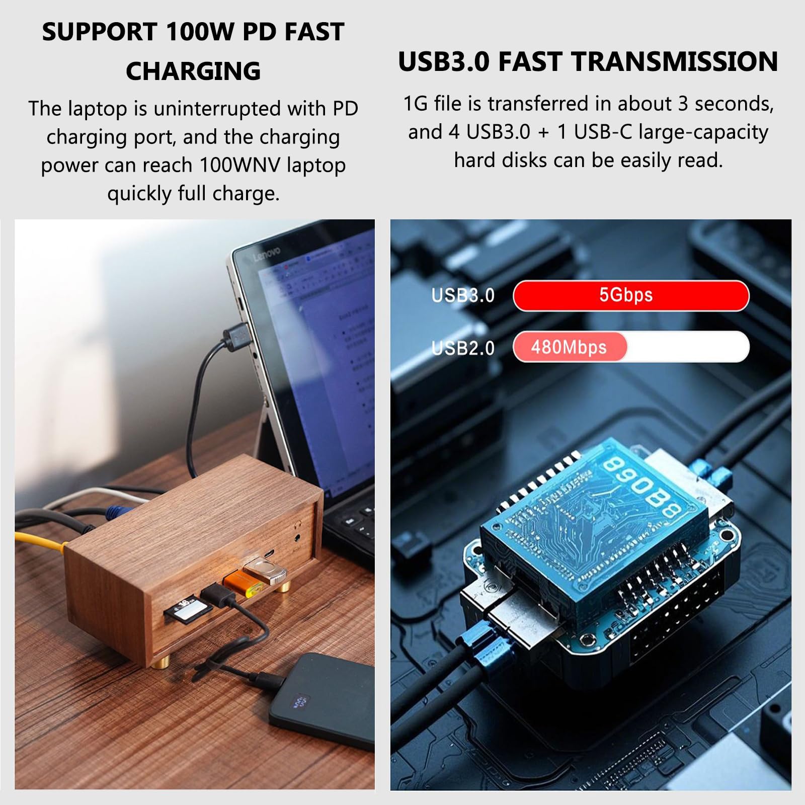 Stacja dokująca USB 12 w 1 z USB 3.0 i Type-C, szybki podwójny interfejs do telefonów, tabletów i gadżetów