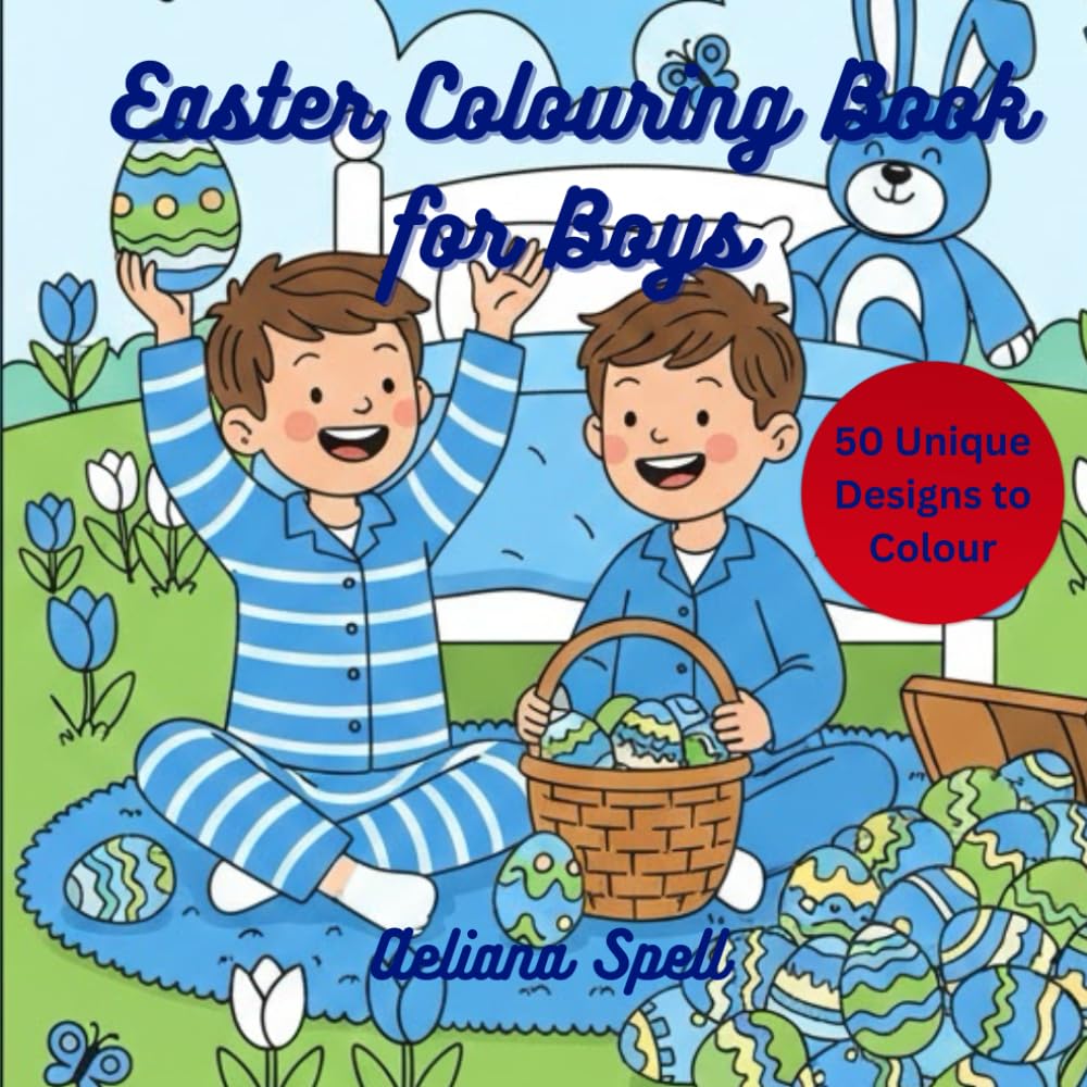 Easter Colouring Book For Boys: 50 Unique Designs, Packed Full of Fun