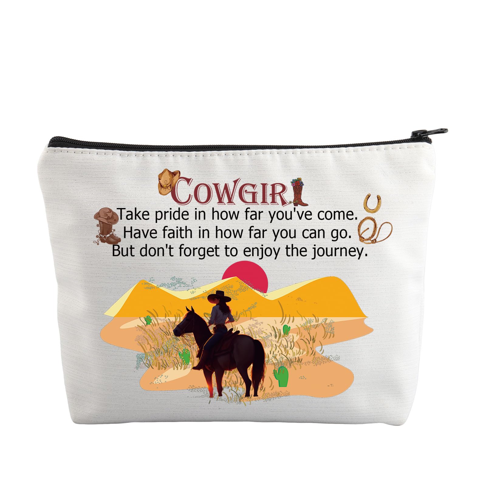 FUSTMWCowgirl Gifts Western Cowgirl Cosmetic Makeup Bag Country Cowgirl Boots Makeup Travel Toiletry Bag Horse Lover Bag (cowgirl bag), cowgirl bag