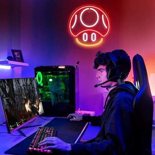 Miniatura 12 de Kavaas Letrero de neón para videojuegos, letrero de neón de juego para decoración de sala de juegos, letrero de neón LED para decoración