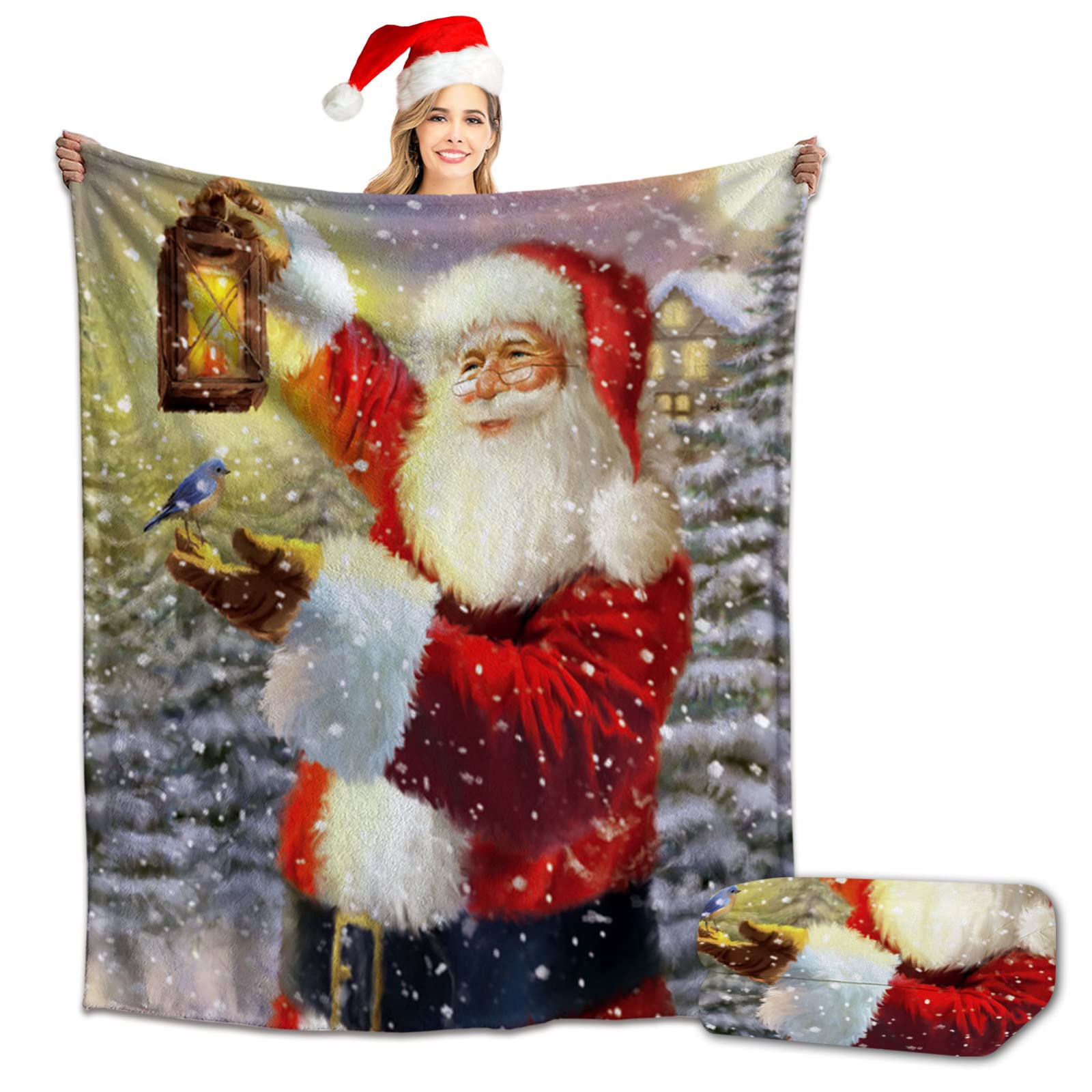 RDJSHOP Manta Navidad Feliz Navidad, Manta Navideña de Franela Santa Manta Mullida Ultra Suave y Acogedora para la Decoración del Hogar, Vacaciones de Invierno,Style7-150x220cm