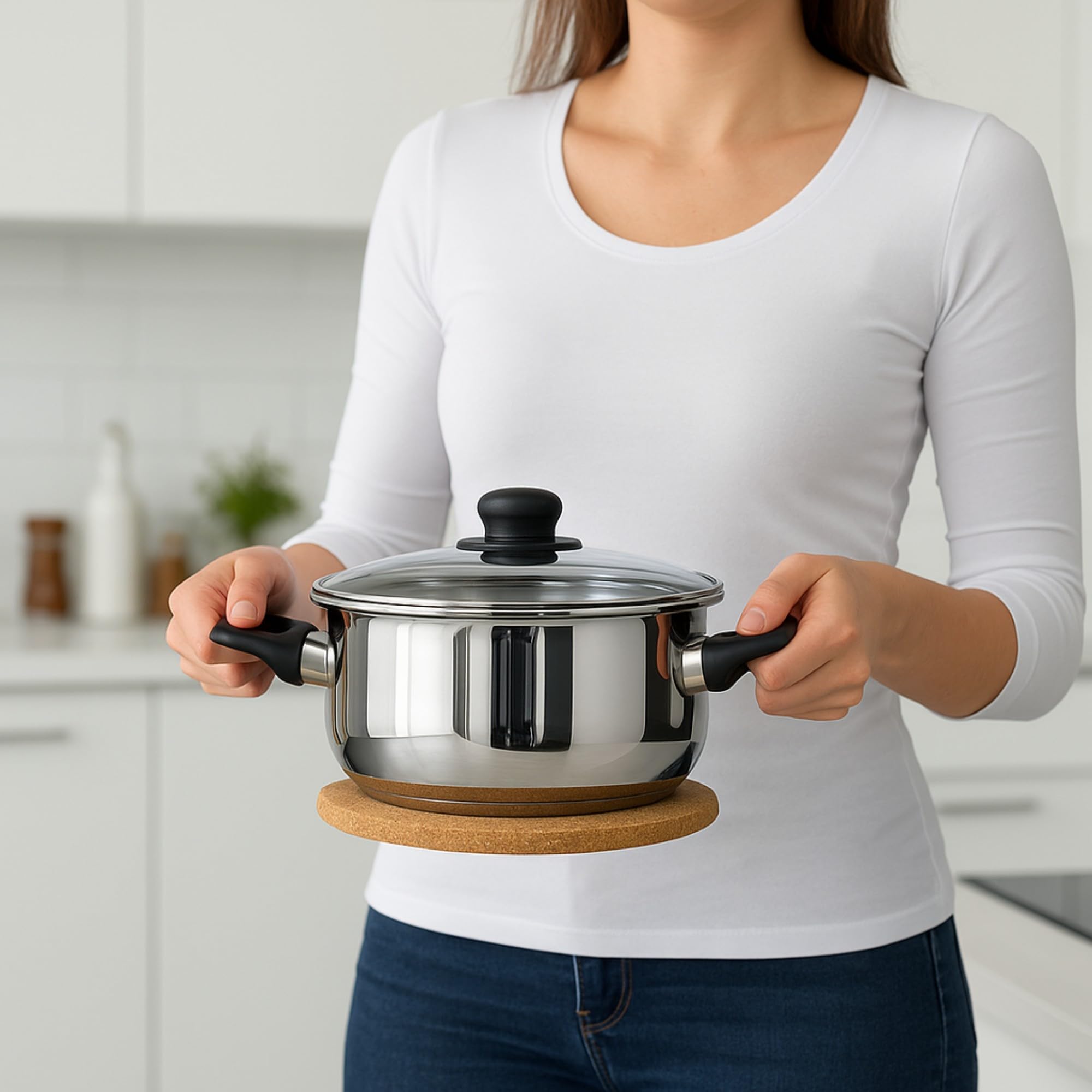 ZJW Dessous de Plat Silicone Rond Résistant à la Chaleur, Ouvre-Pots et