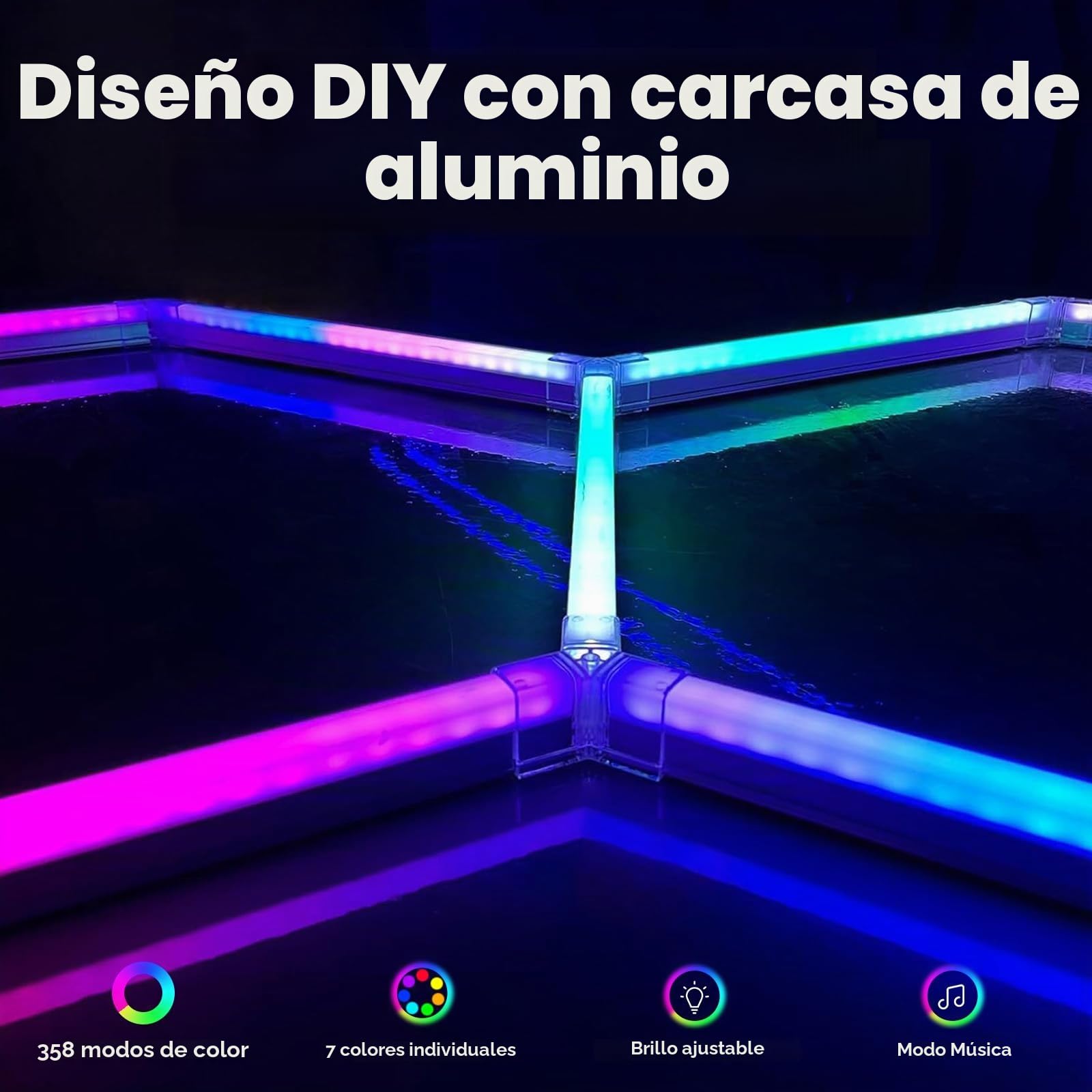 Iluminación LED RGB Hexagonal de 144W 3 Hex Lámpara de techo LED | Regulable conectable para GarajeTecho con Control Remoto/APP de Juegos, Fiestas y gimnasios, Salón de Belleza de automóviles