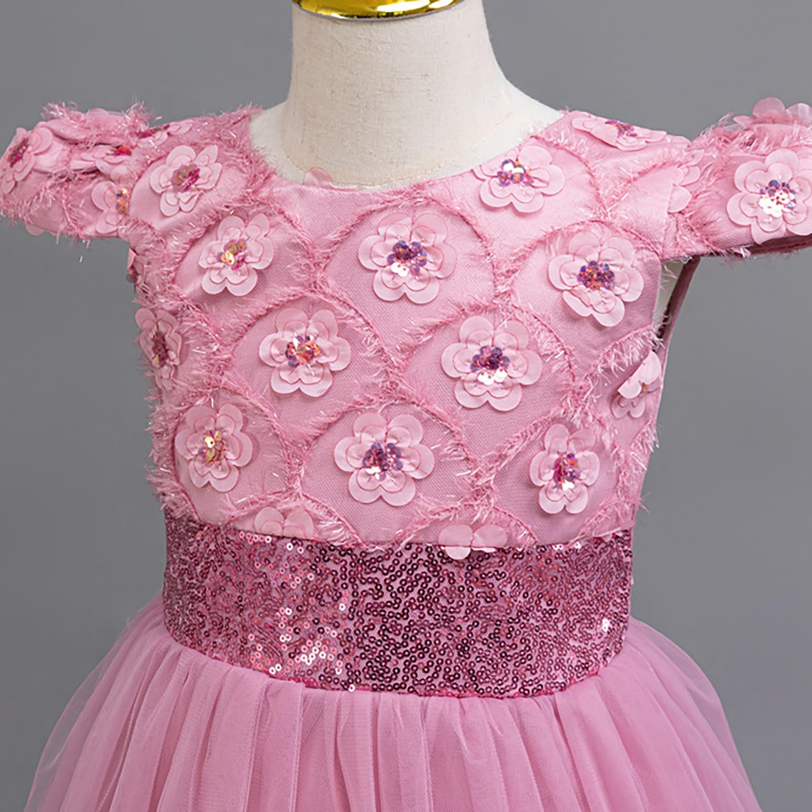 Prinzessin Kleid Mädchen Sommer Ärmellos Festlich Kleid Kinder Rüschen Tüll Sommerkleid Teenager Elegant Abendkleider für Hochzeit Geburtstag A-Linie Dress Blumenmädchen Kleider