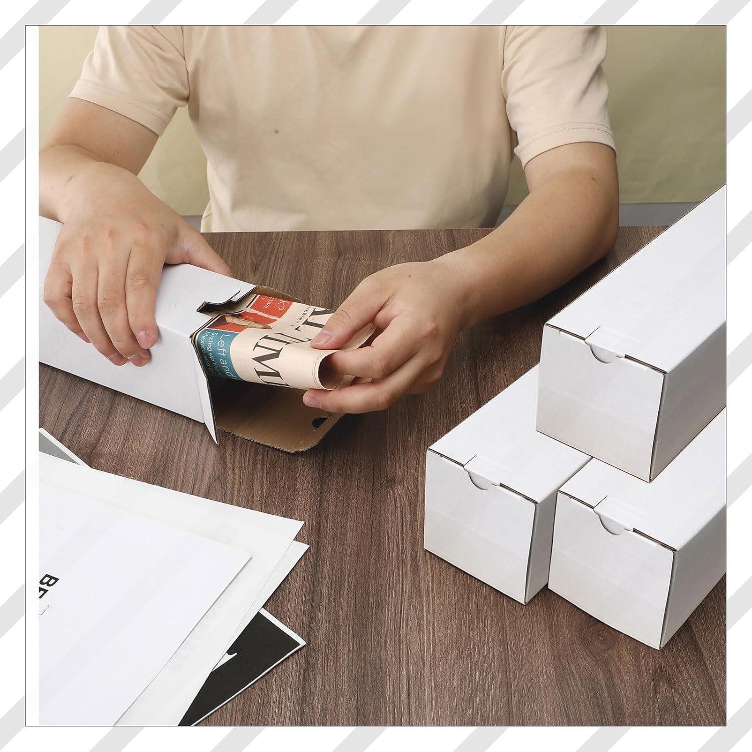 Colarr 50 Pcs Mailing Tube 3 x 3 x 12 Inches Corrugated Cardboard Box Square Shipping Tubes Moving and Storage Tumbler Boxes Bulk for Shipping for Packagin(White)