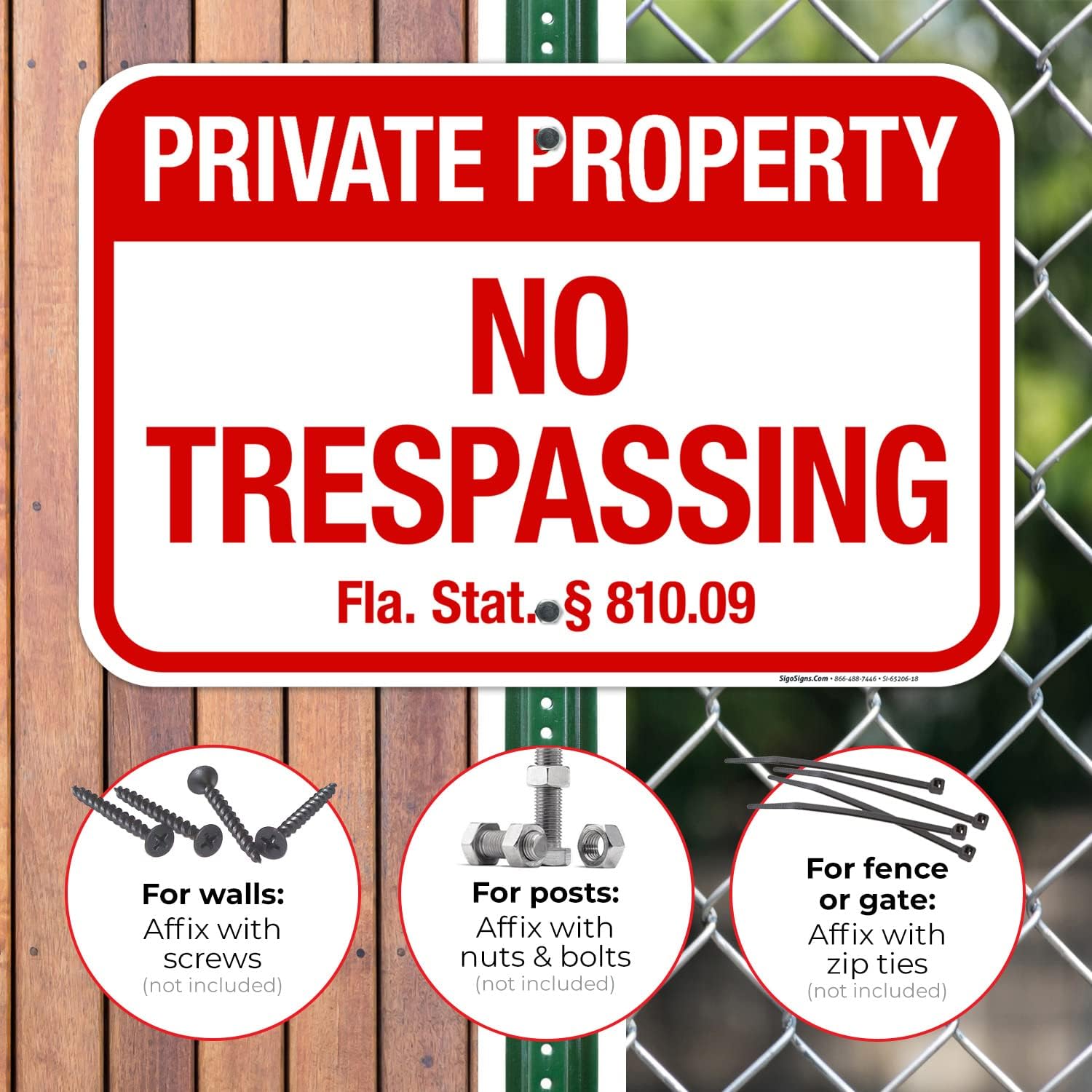 Florida Private Property No Trespassing Sign, (SI-65206) 12x18 Inches, Rust Free .063 Aluminum, Fade Resistant, Made in USA