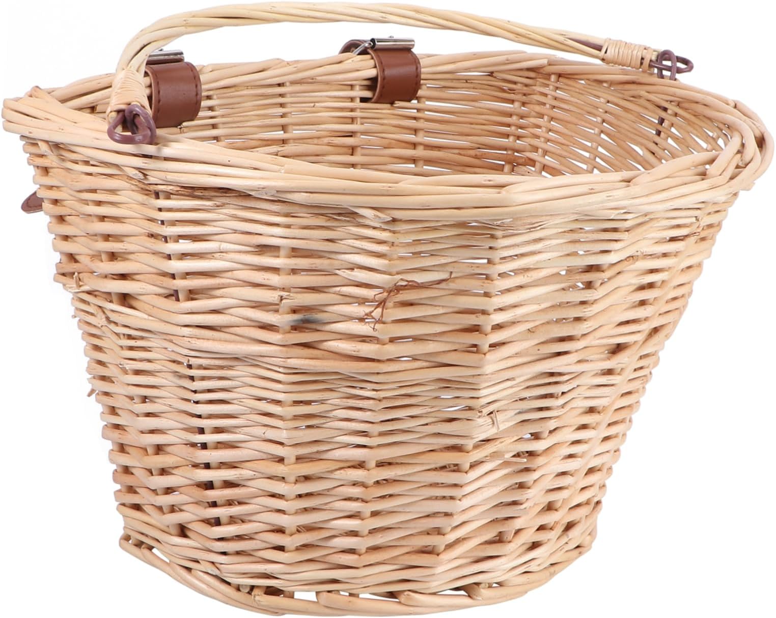 Bike Basket with Handle Honey Color Bike Basket Outdoor Cycling Basket Scratch-resistant Bike Basket Wicker Bicycle Basket Food Basket Shopping Basket Child Handlebar Bamboo