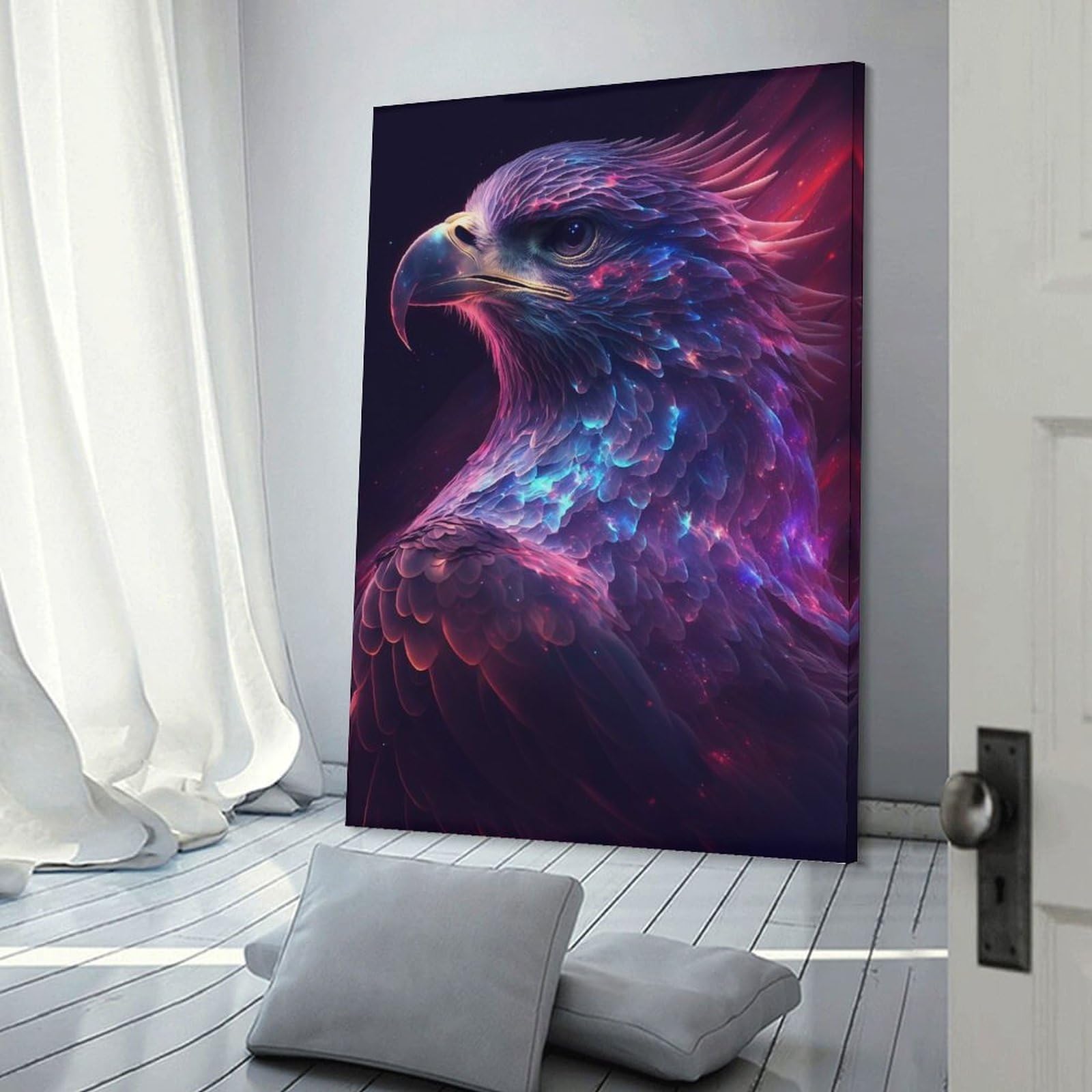 Junmoney Wall Decor Canvas Print Galaxy Eagle Hawk Bird, 24x36inch(60x90cm), for Bedroom Walls, Guest Spaces Or Lounges, Decorative Wall Art for Cosy Rooms