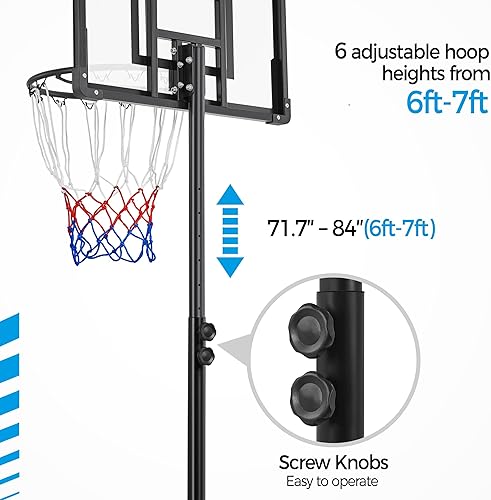 Miniatura 7 de Yaheetech Portable Basketball Hoop System Basketball Goals Set Freestanding Basketball Stand System Adjustable Height with Wheels for IndoorOutdoor