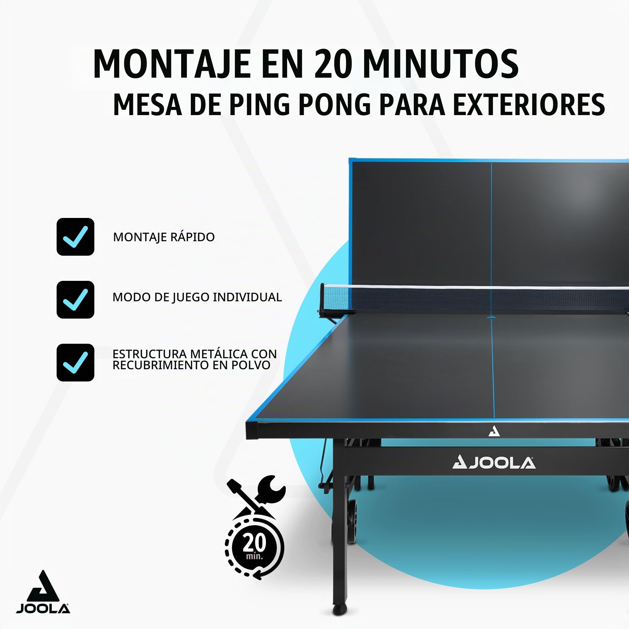 JOOLA Mesa de Ping Pong Profesional J500A Aluminio 6mm Plegable Resistente al Clima con Red