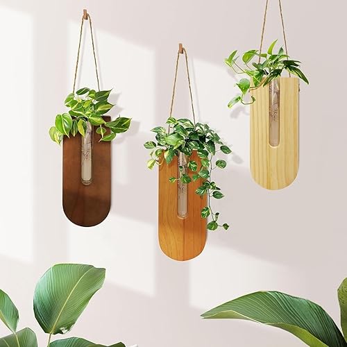 Paquete de 3 macetas de pared para plantas de interior, maceta colgante, macetas colgantes de tubo de flores, decoración de pared para oficina en