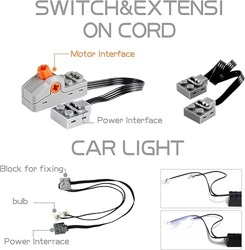 Miniatura 6 de Juego de motor de función de potencia de 9 piezas, control remoto y kit de motor de batería, compatible con juegos Lego Technic, nuevos motores y