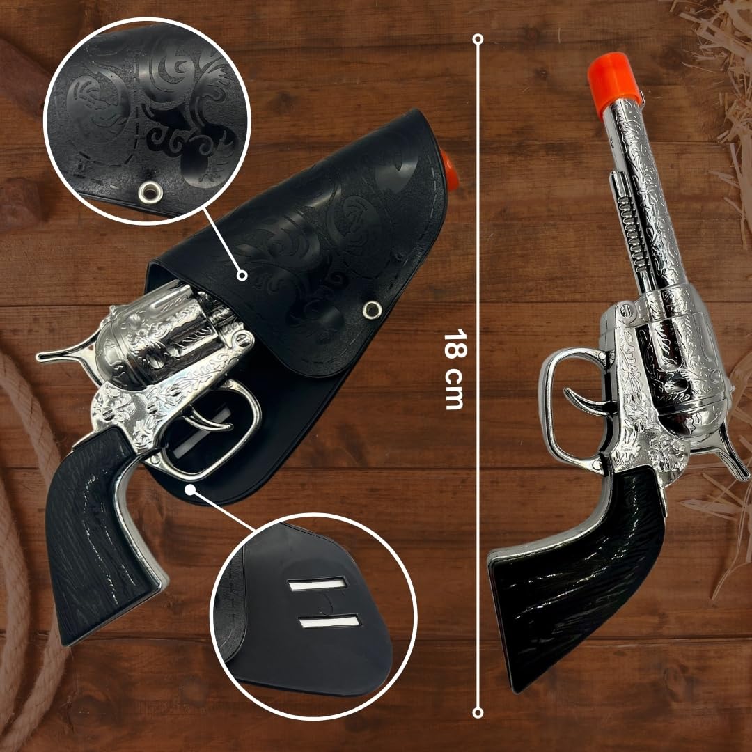 Ultimate Cowboy Sheriff Role Play Set for Kids, Complete with Twin Toy Guns, Holster Belt, Bullets & Sheriff Badge - Image 3