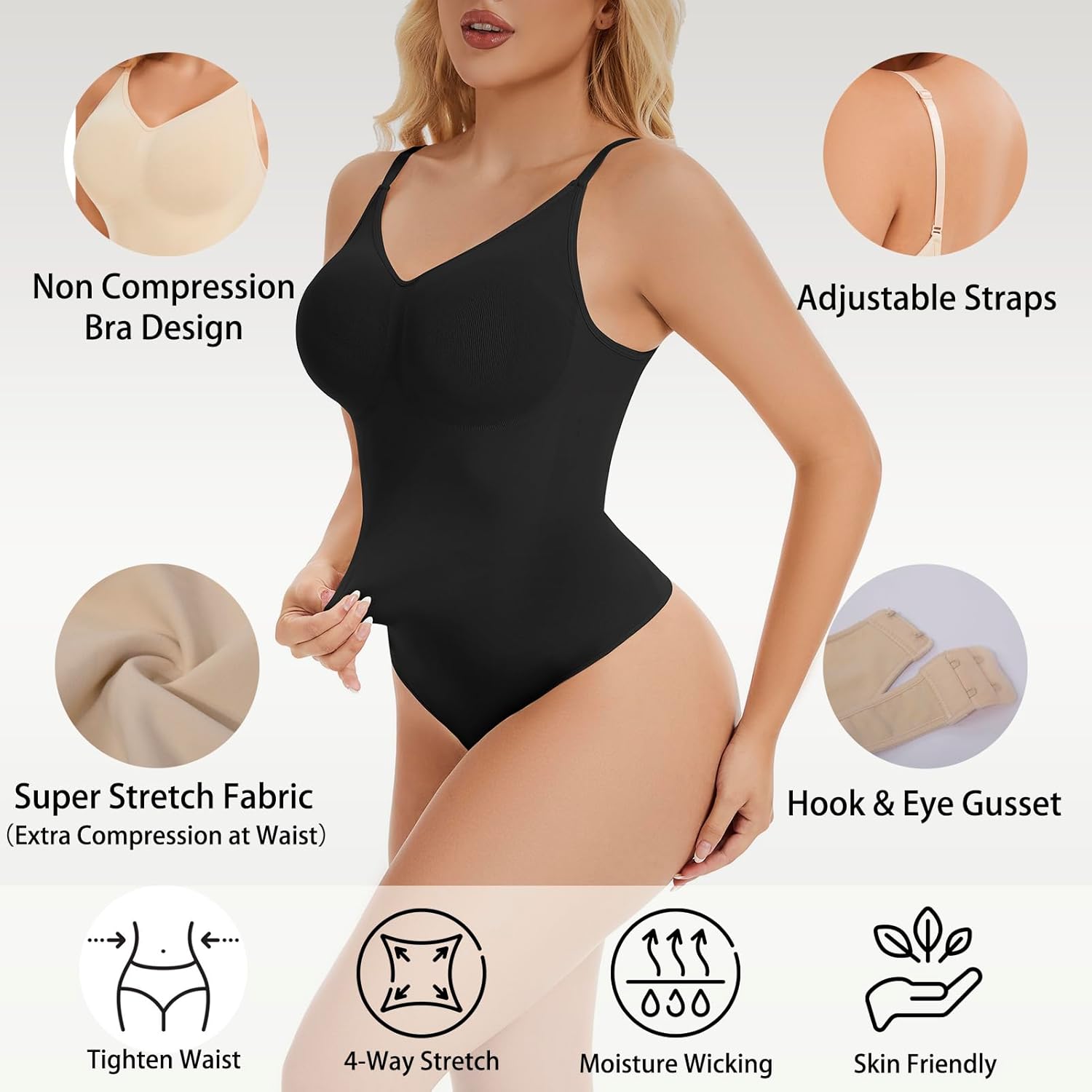 KSKshape Shapewear Bodysuits for Womens Tummy Control Slimming Thong Body Shaper Seamless Shaping Body Suits - Image 4