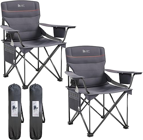 Miniatura 9 de OUTSIDER Silla plegable para campamento, silla plegable resistente de 300 libras, sillas de exterior de gran tamaño con soporte para tazas, bolsa