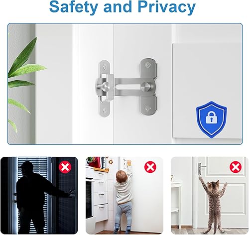 Miniatura 5 de SMARTSTANDARD Cerradura de puerta de granero, pestillo de puerta de granero de 90 grados, herrajes de cierre de puerta de acero inoxidable,