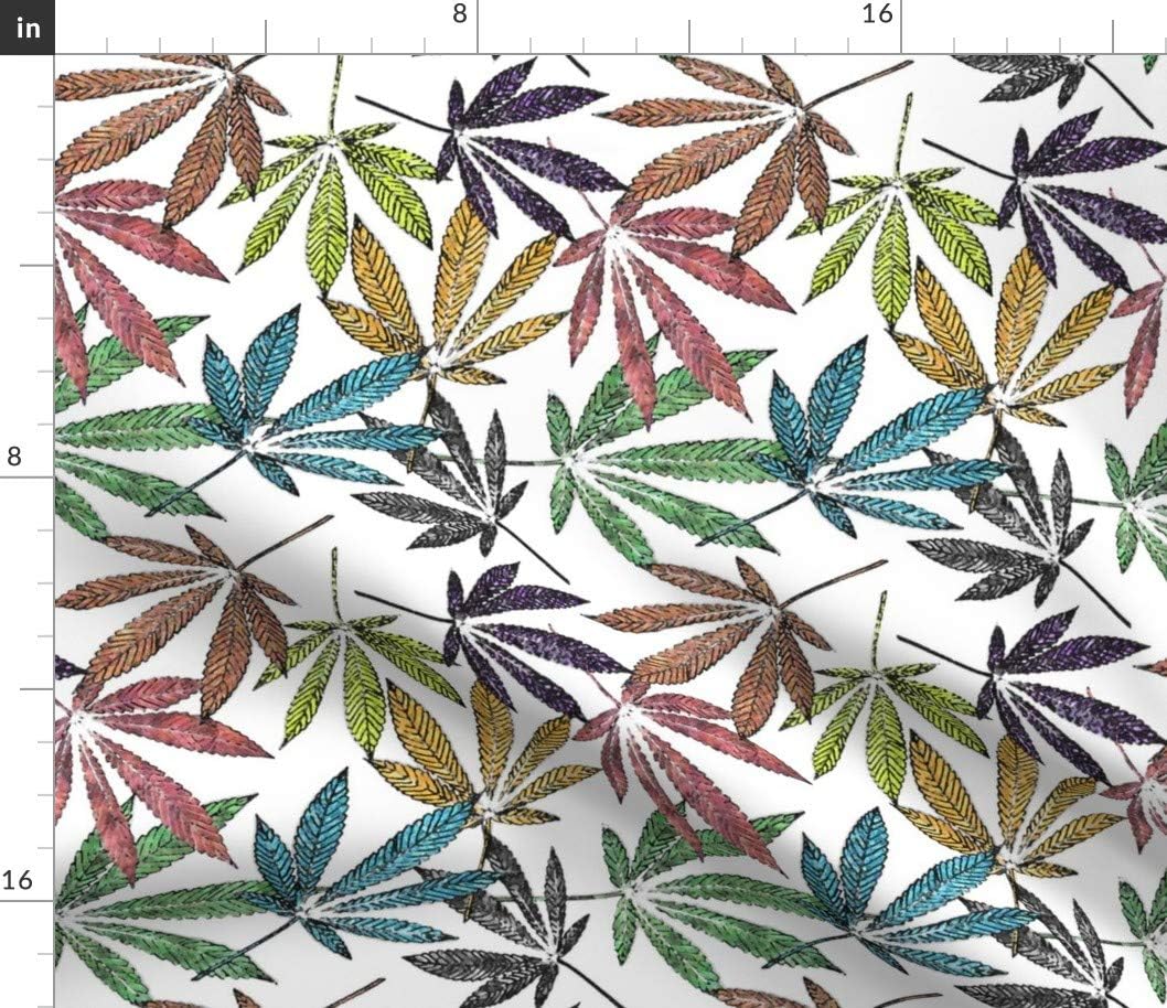 Spoonflower Fabric - Tie Dye Large Marijuana Cannabis Weed Grass 420 Printed on Petal Signature Cotton Fabric by The Yard - Sewing Quilting Apparel Crafts Decor