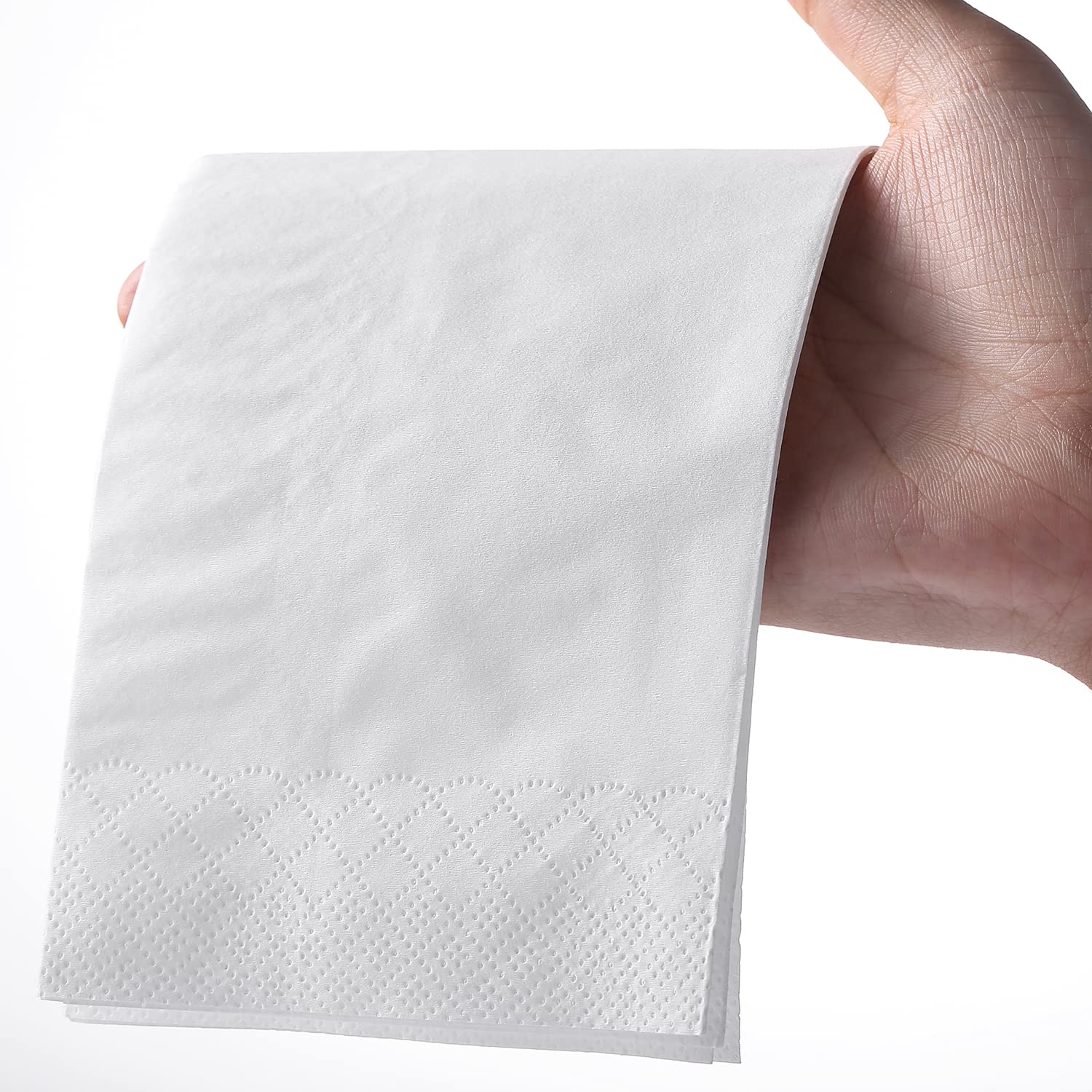 LEKOCH 100 Tovaglioli di Carta Bianchi Monouso di alta Qualità, Eleganti Tovaglioli Rettangolari Effetto Tessuto, ideali per Feste, Matrimoni e