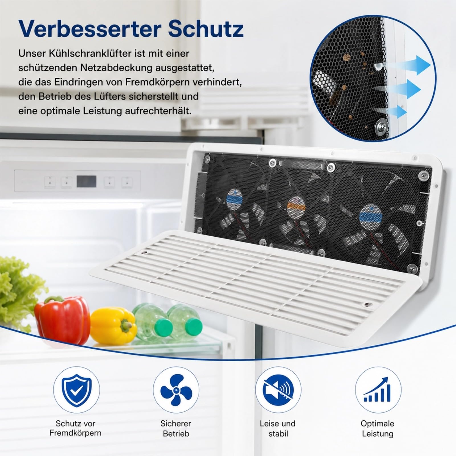 RV -Kühlschrankventilator, Vielseitige Lüftungslüftungslüftungslüftung, Effiziente Kühlseite, für Wohnmobil -Yachtboot