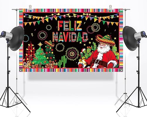 Miniatura 4 de Nepnuser Feliz Navidad - Telón de fondo para cabina de fotos, decoración de pared para interiores y exteriores (7 x 5 pies)