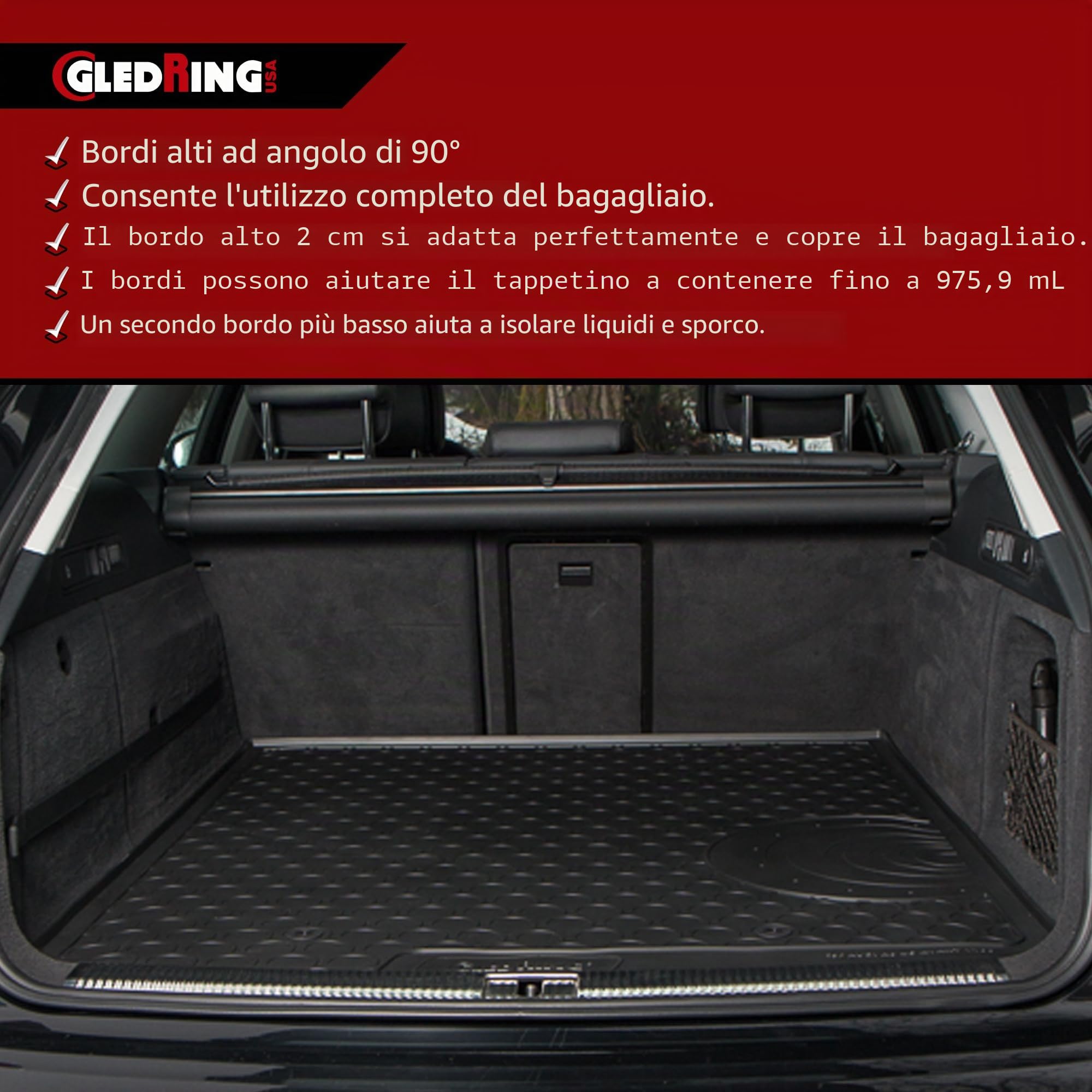 Tappeto Bagagliaio in Rubbasol (Gomma) Compatibile con Alfa Romeo Stelvio 2017-