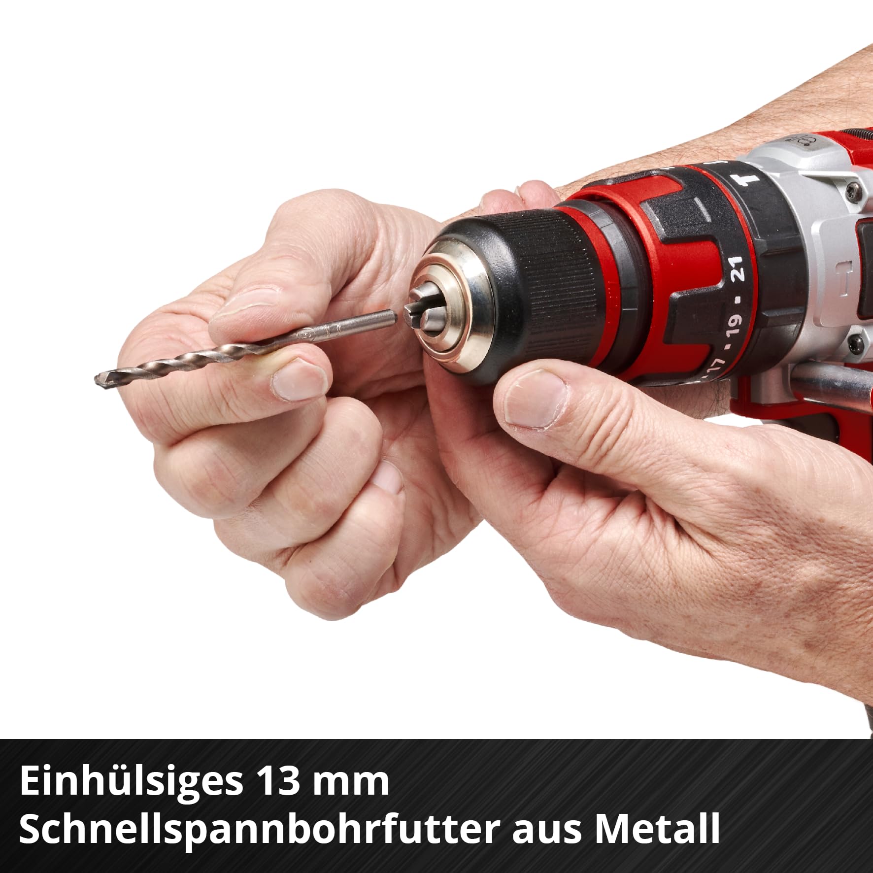Einhell Akku-Schlagbohrschrauber TE-CD 18/48 Li-i Kit Power X-Change (18 V, 48 Nm, Schlagbohrfunktion, 13 mm Bohrfutter, 2 Gang, Koffer, inkl. 2x 2,0 Ah Akkus + Ladegerät)