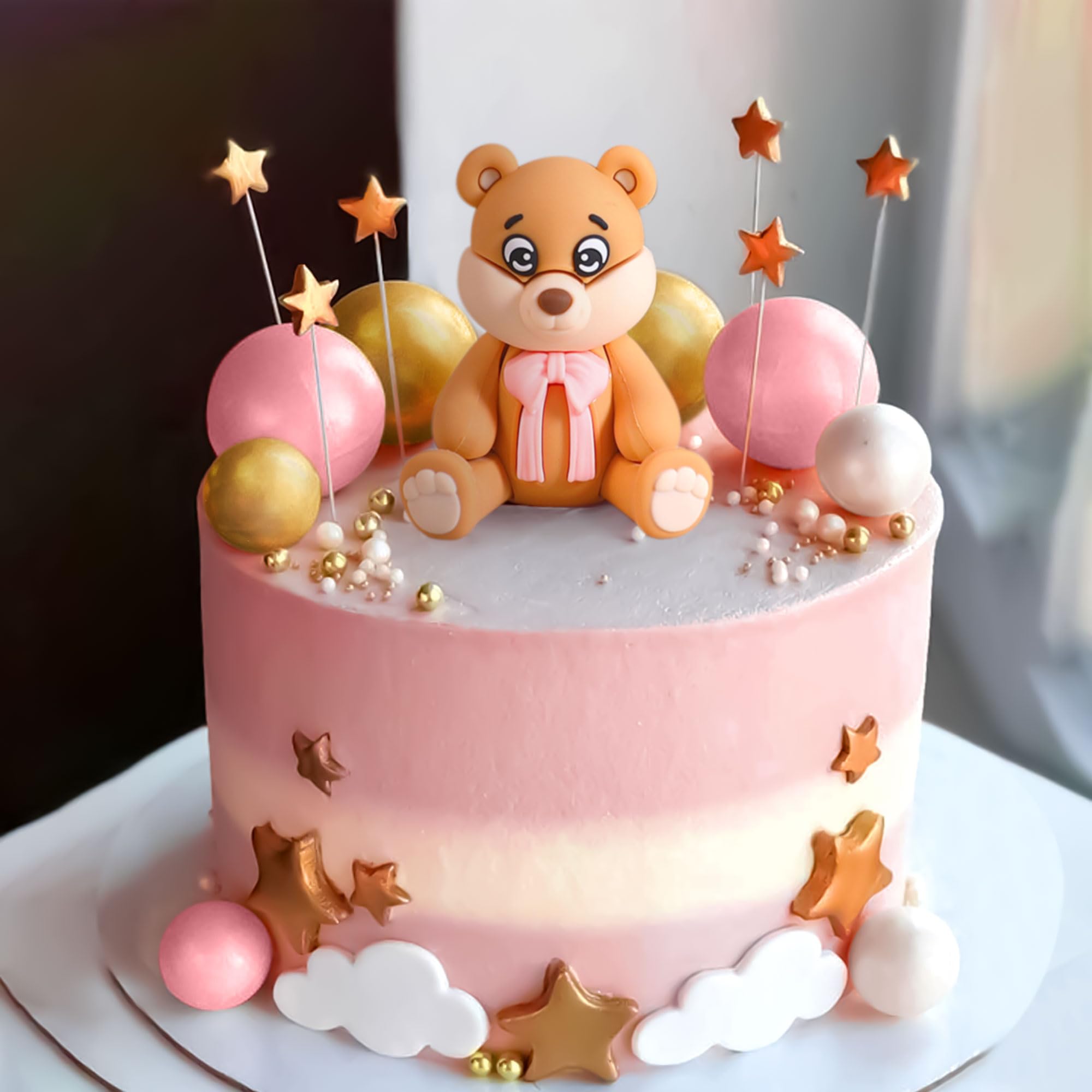 Roaring Good Time Miś dekoracja tortu dekoracja tortu na chrzest dziewczynka 1 rok, różowa, dekoracja tortu, miś, dekoracja ciasta, na wesele, baby shower, urodziny, imprezę