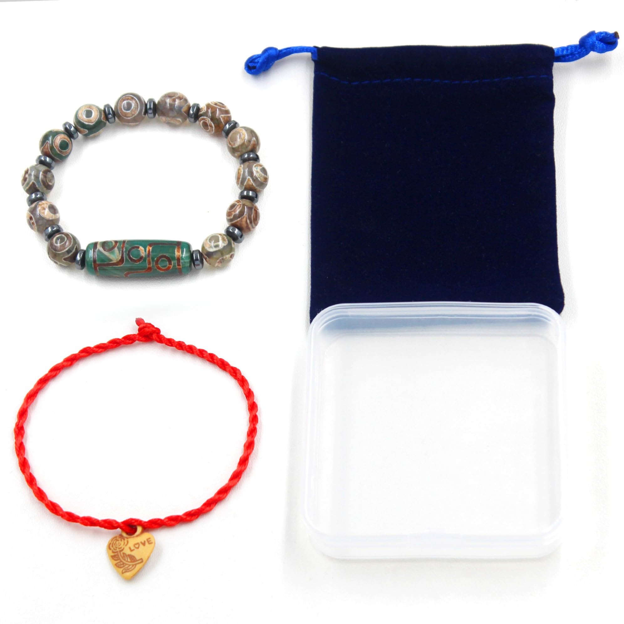 Feng Shui， Pulsera tibetana de Cuentas Dzi, Amuleto de meditación Budista Feng Shui, Pulseras con Cuentas Dzi de Nueve Ojos, joyería de Buena Suerte para Mujeres y Hombres YA5102