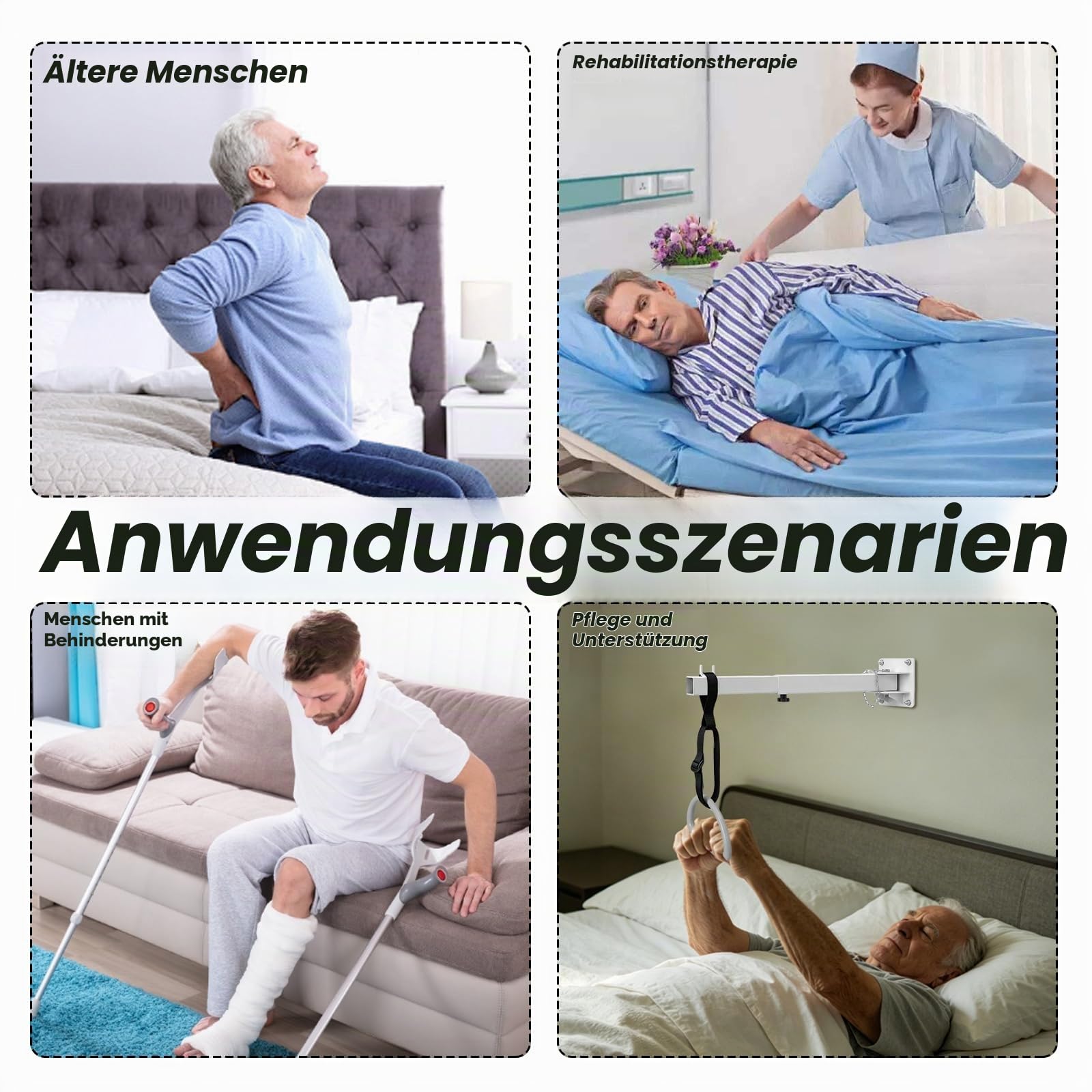 Trapezstange Galgen für Bett, Betttrapez für ältere Menschen, Wandmontage Mobiler Freihstehender Bettgalgen mit Triangelgriff, Bettgalgen Bettlift für ältere Bettaufrichter bis 80 kg