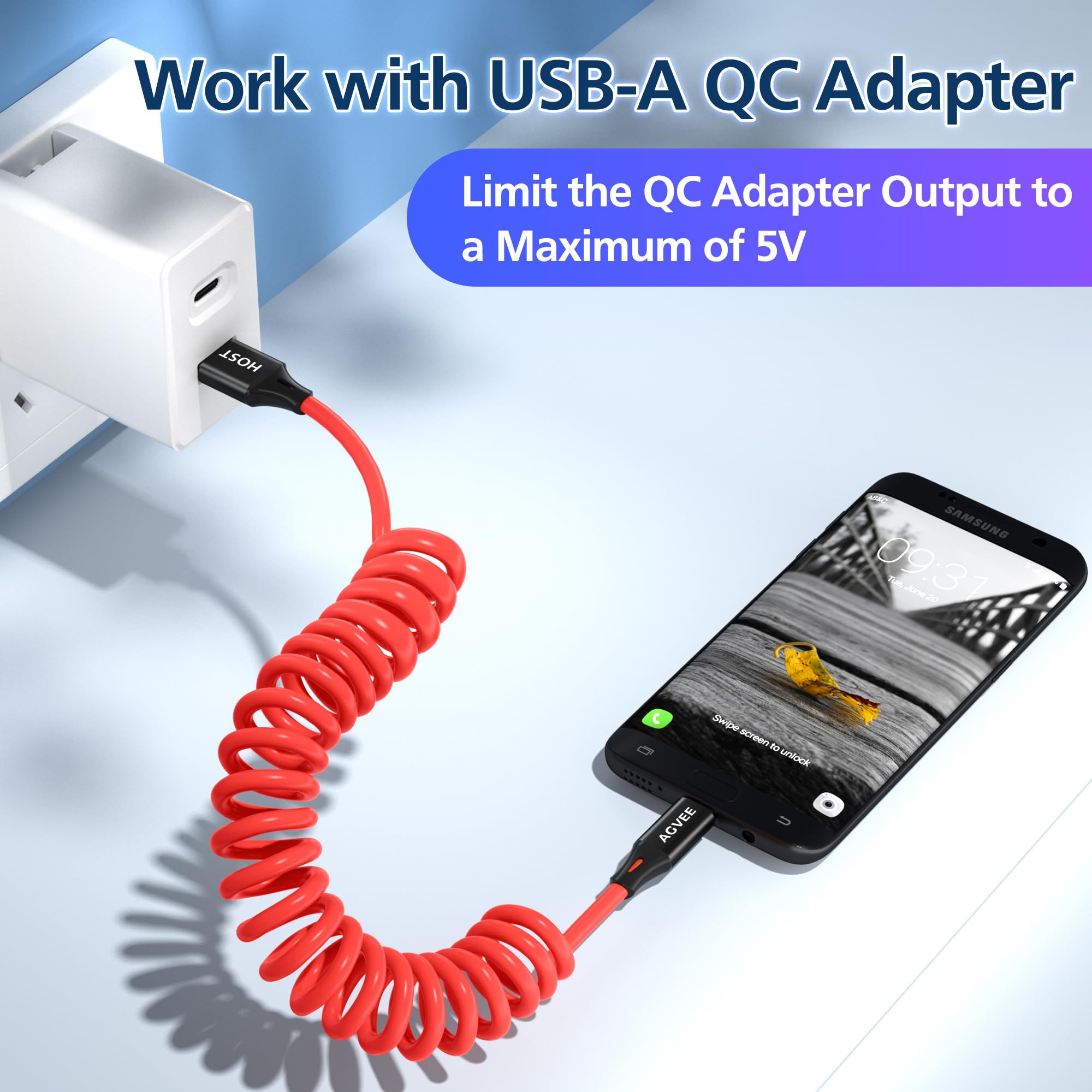 AGVEE Cavo di ricarica a spirale da USB-C a micro USB da 1,5 m, certificato USB-IF, 2 A, ricarica rapida, cavo di sincronizzazione dati per controller Xbox One, PS4, Kindle, vecchio telefono Android