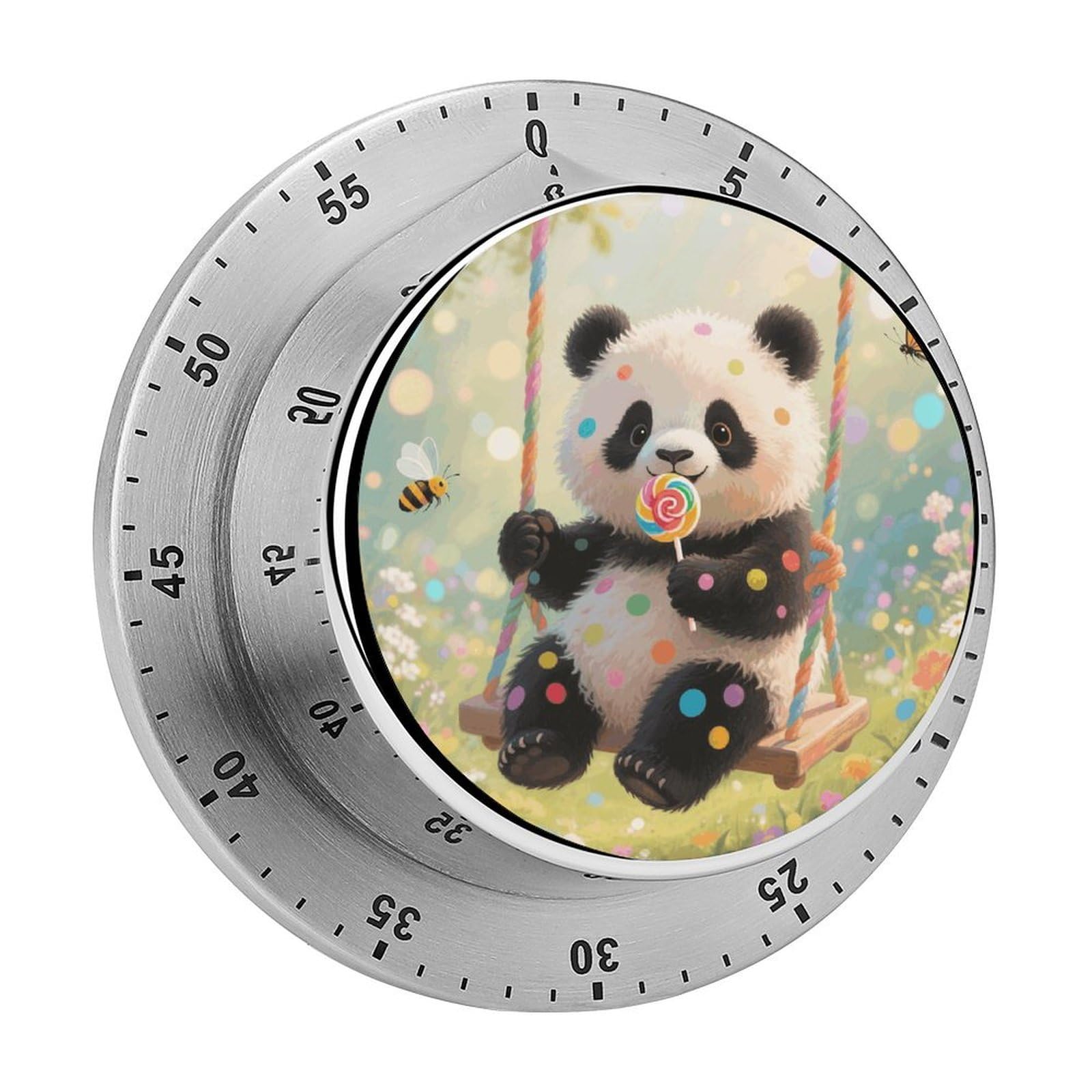 Panda Dots Timers Kitchen Chef Cooking Timers Portable Countdown Alarm Loud Countdown Clock Waterproof Stainless Steel Timer Compact 60-Minute Mechanical Timer Daily Use