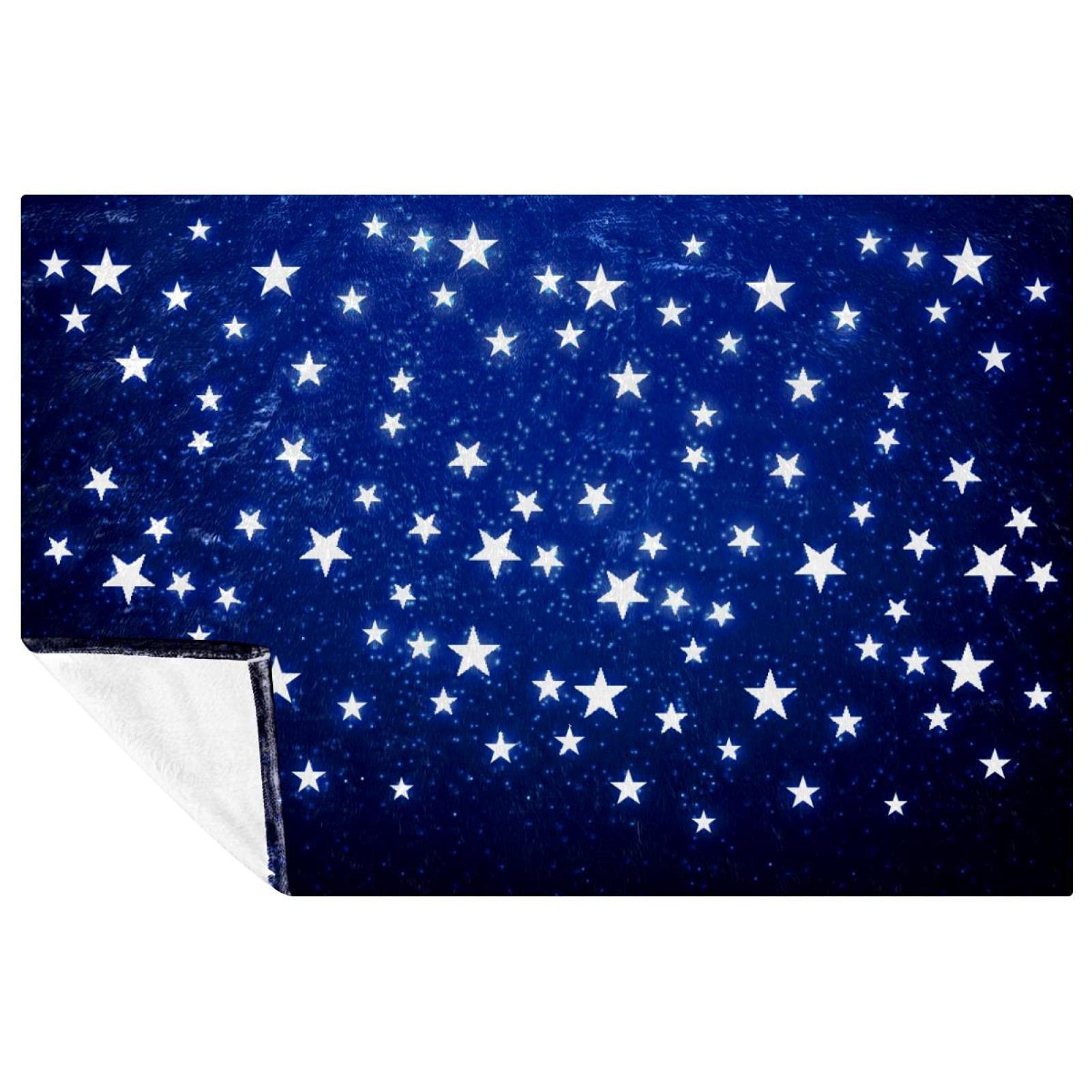 Couverture bleue étoiles brillantes plaid chaud lit canapé 150x100