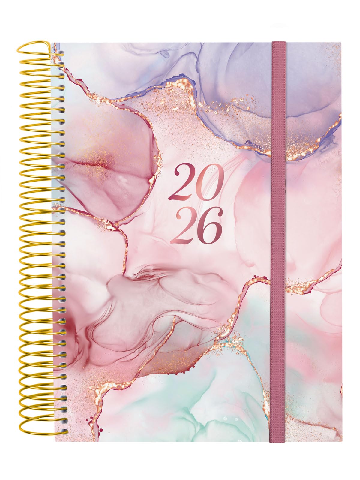 Finocam - Agenda 2026 1 Day Page | January - December (12 months) | 2026 Yearly Agenda with Elastic Band | Polypropylene Cover Beta - Goldy - Portuguese