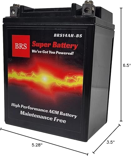 Miniatura 10 de BRS14AH-BS Batería AGM de alto rendimiento para ATV, motocicletas, motos de nieve, etc. Diseño sellado a prueba de derrames, sin mantenimiento,