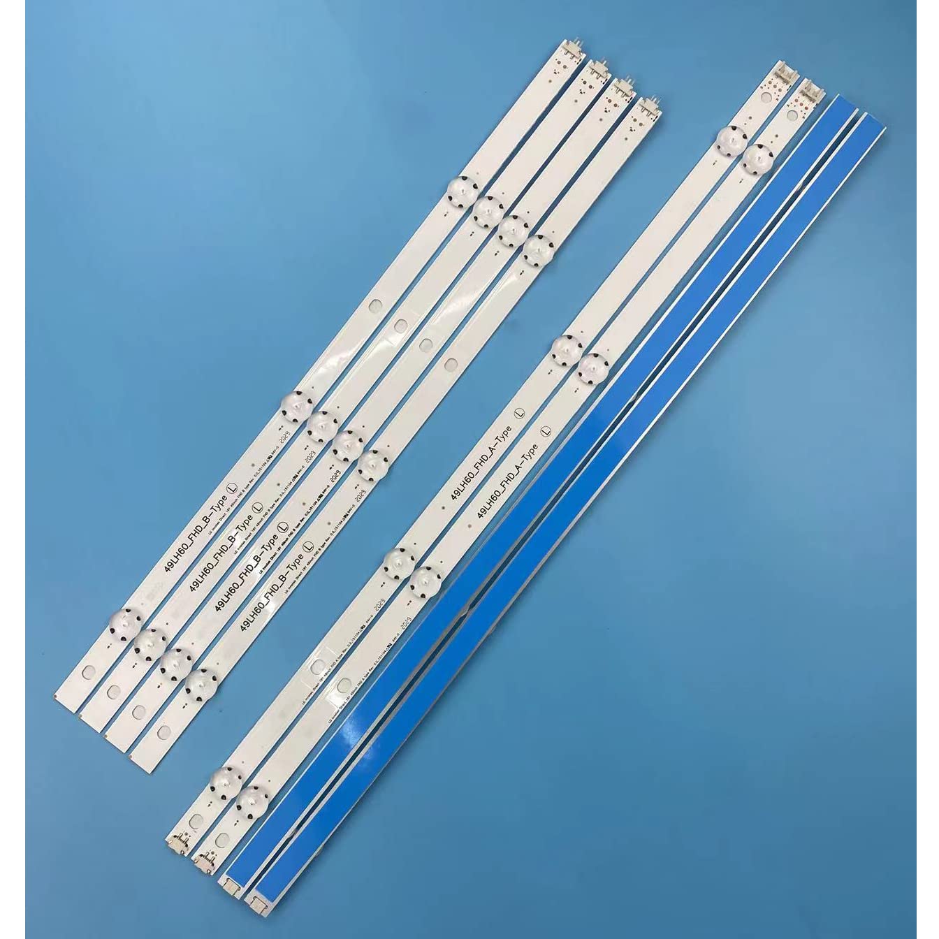 8 x oświetlenie LED tła kompatybilne z Innotek Direct 16Y 49LH60_FHD typu A/B. Kompatybilny z HEESUNG HC490DUN-ABRR1-211X 49LH604V 49LW540S-UF. Kompatybilny z JVC LT-50C550.